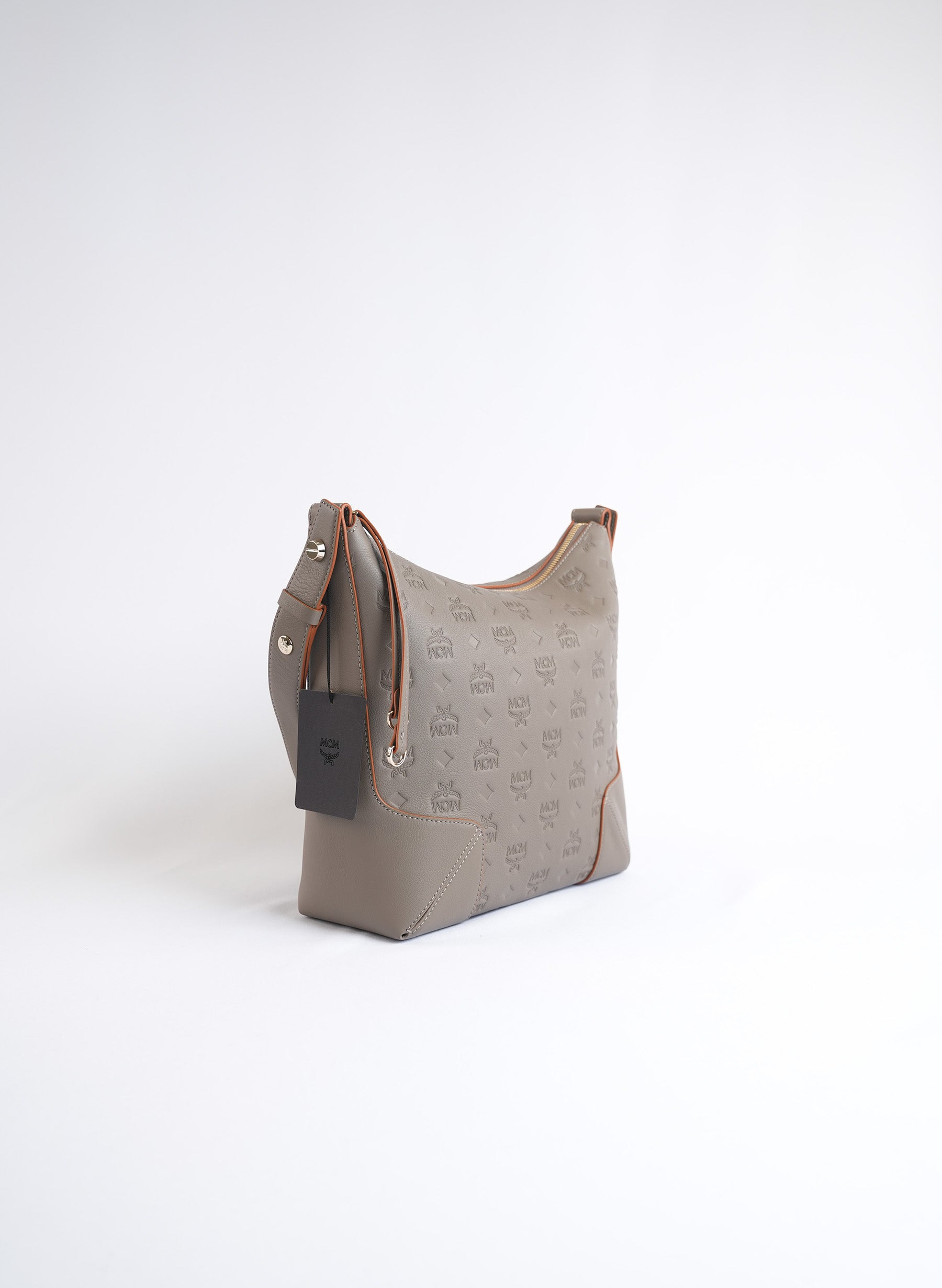 MCM Aren Hobo Embossed Monogram Leather Bag