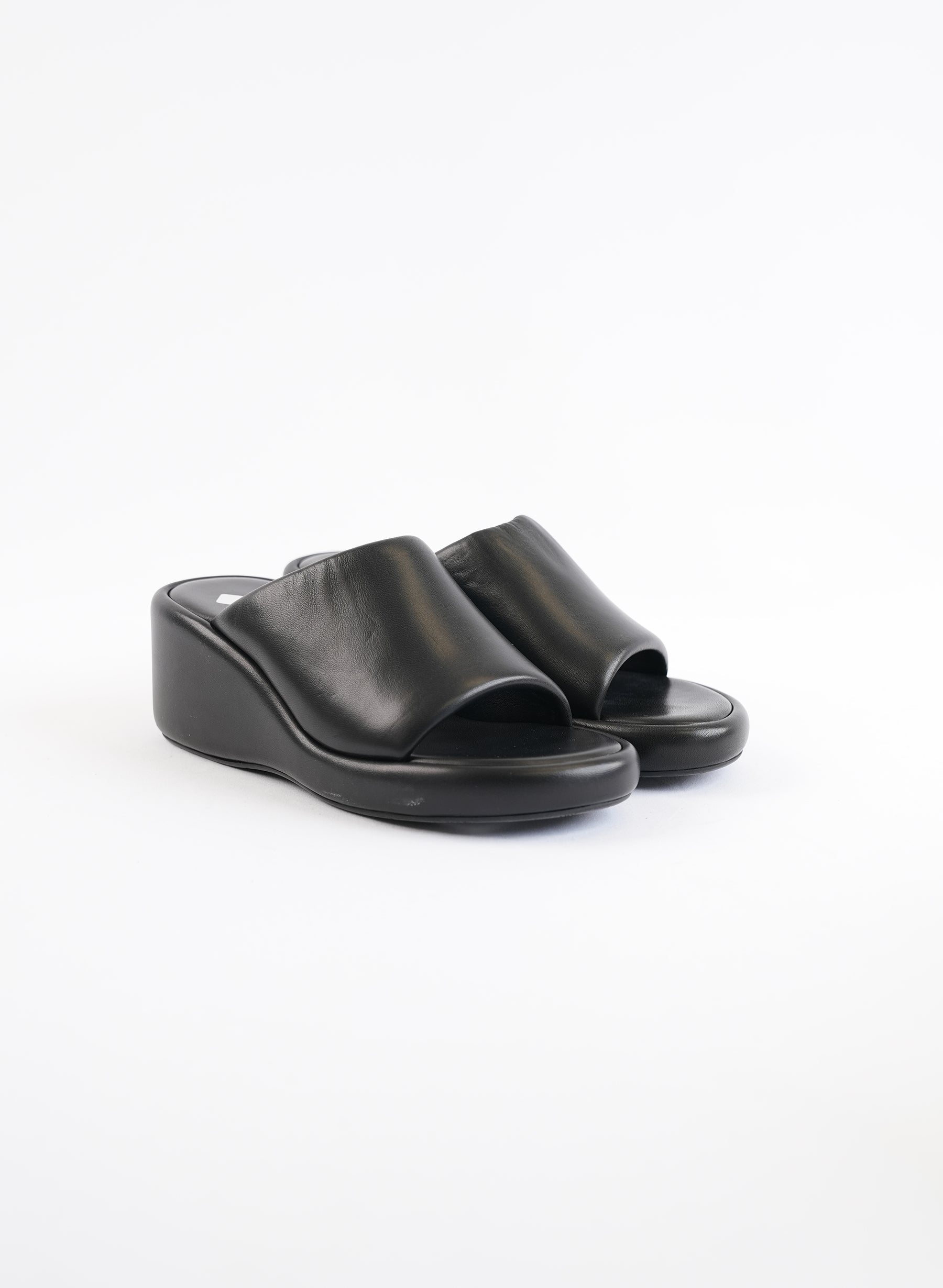 Balenciaga Rise Black Lambskin Wedge Slide Platform Slides