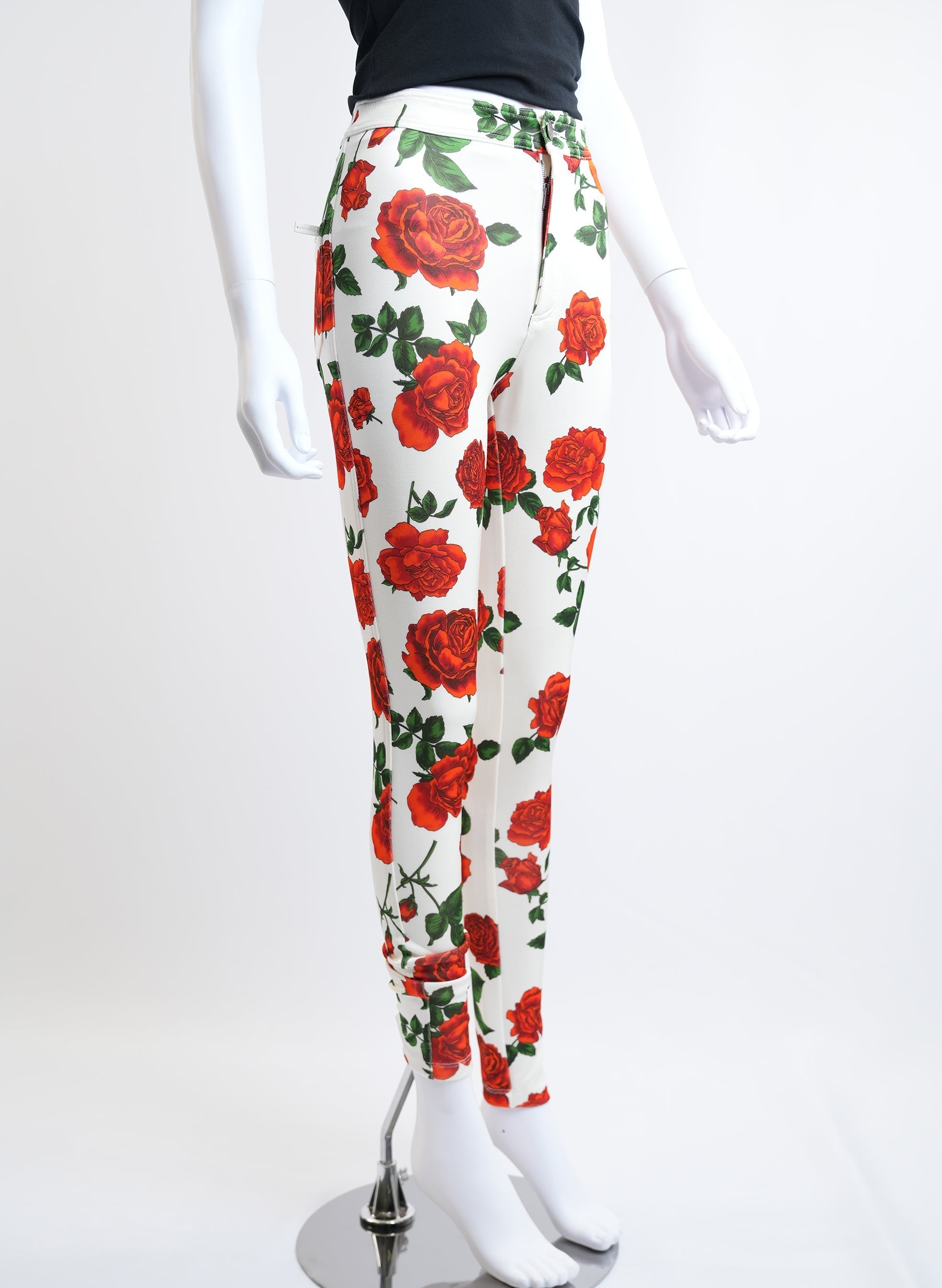 Saint Laurent Rose Print Skinny Fit Pants