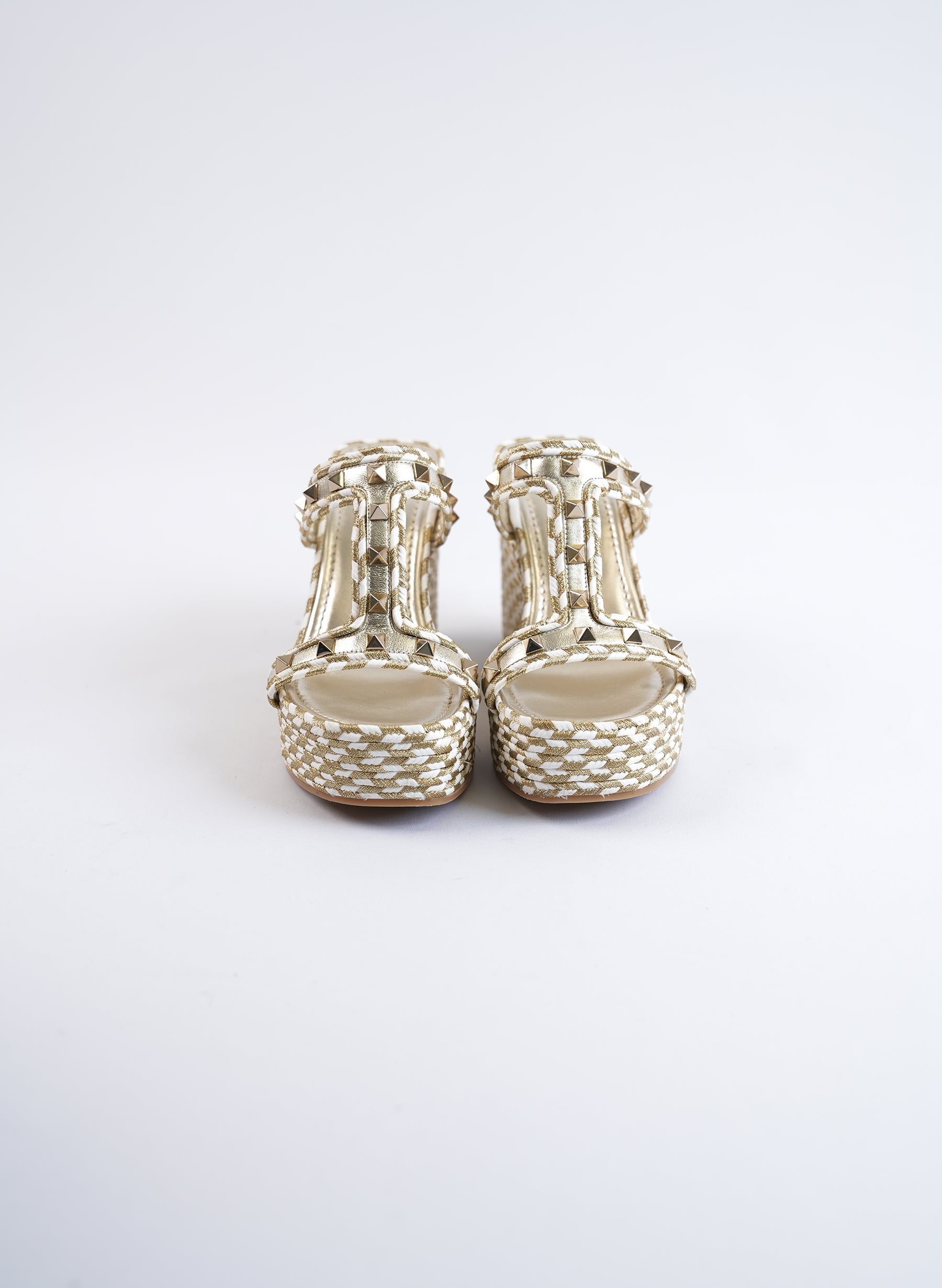 Valentino Rockstud Laminated Nappa Wedge Sandles