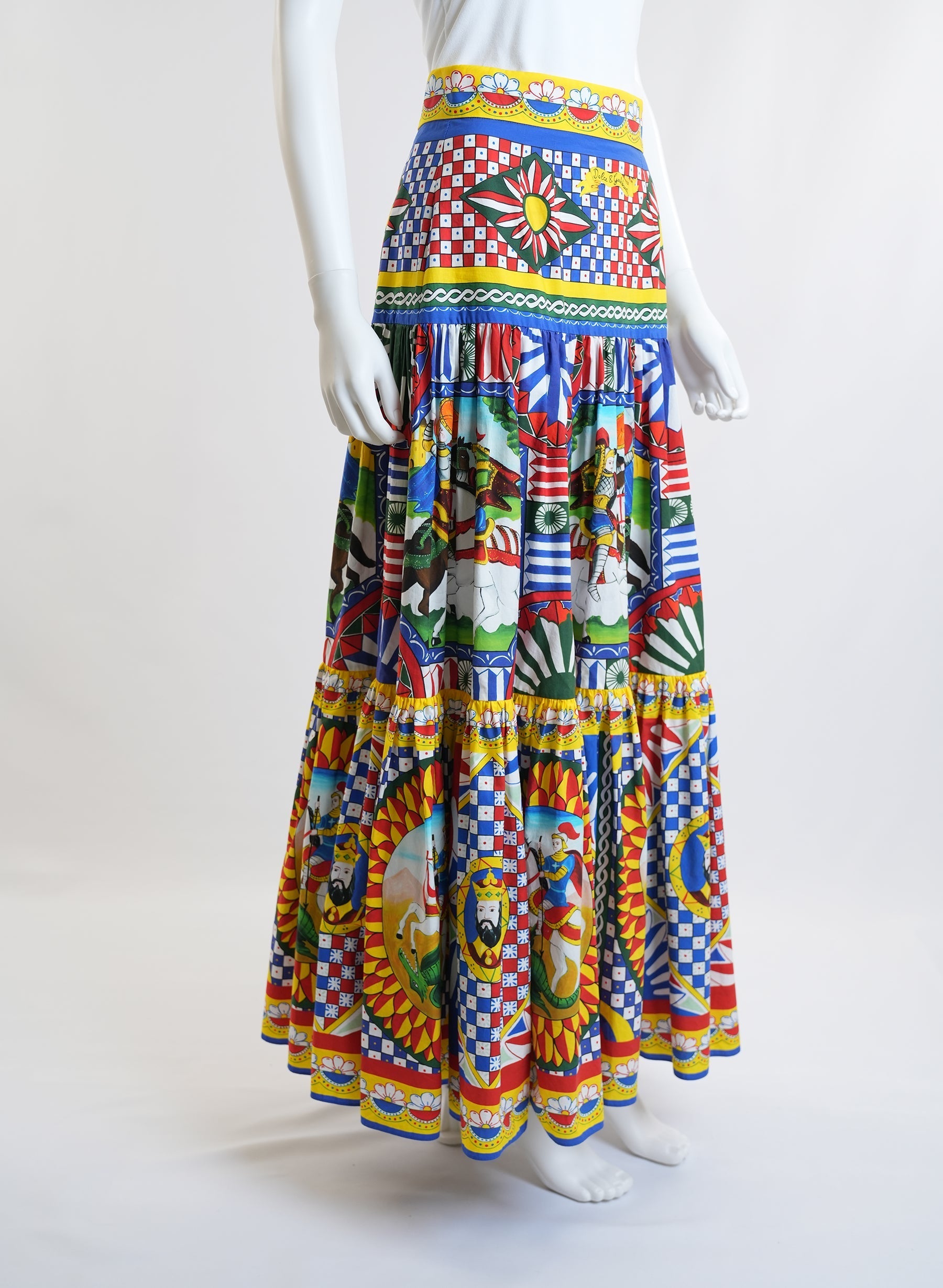 Dolce & Gabbana Carretto Print Poplin Maxi Skirt