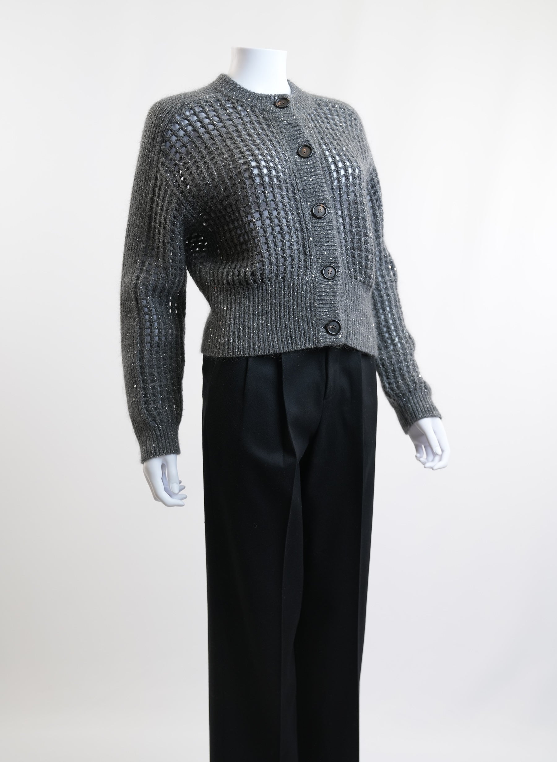 Brunello Cucinelli Grey Button Down Sweater