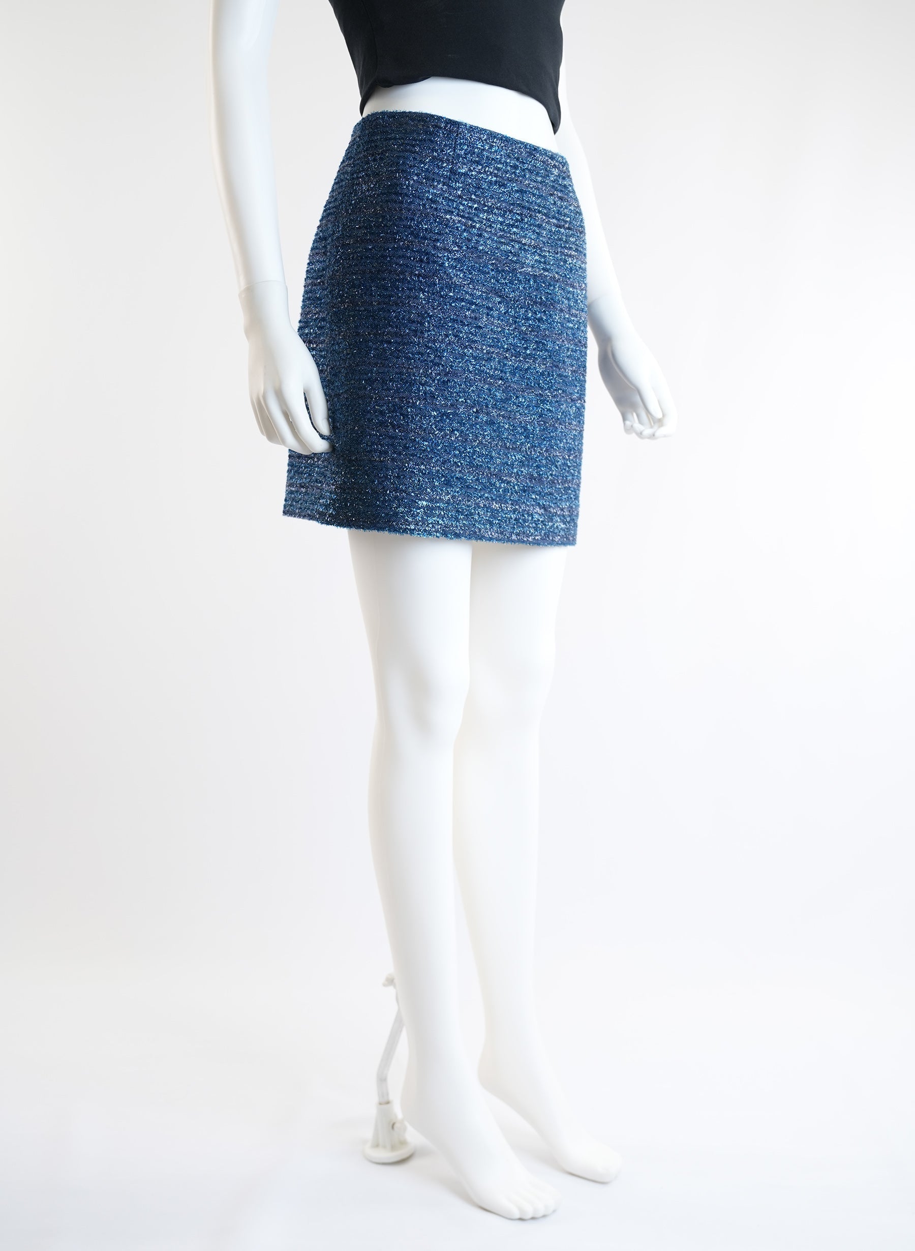 Victoria Beckham Blue Metallic Skirt