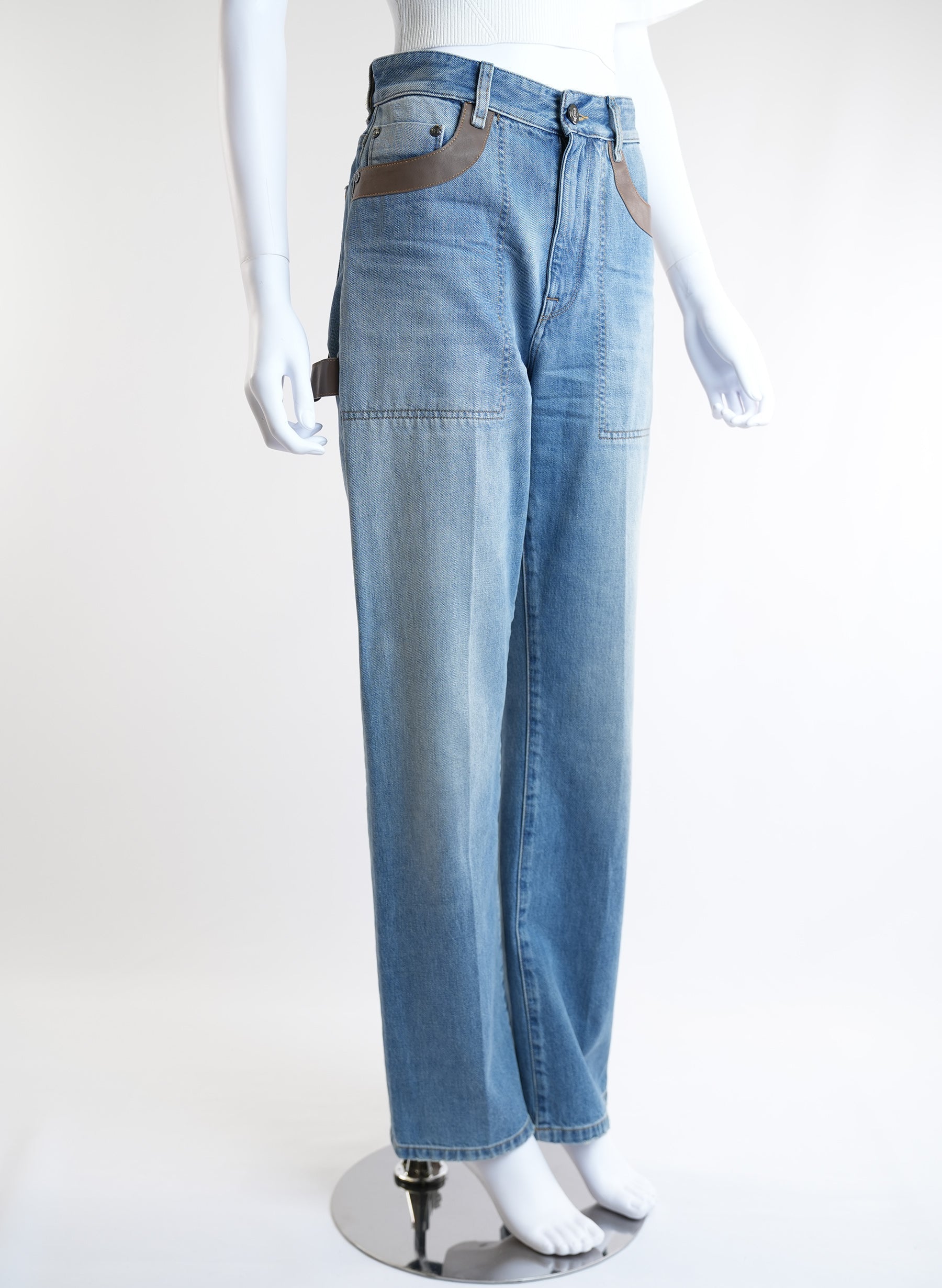 Fendi Contrast Detail Straight Leg Jeans