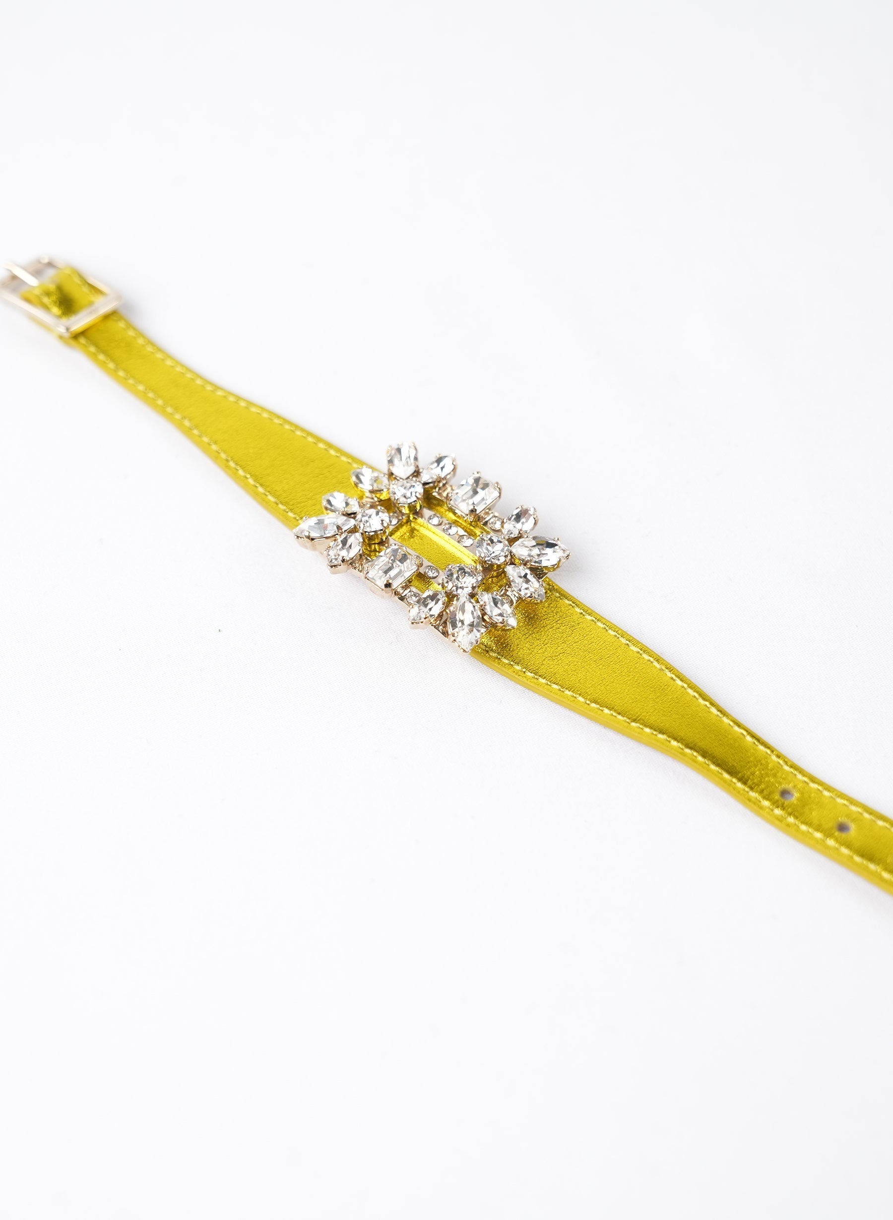 Roger Vivier Leather & Rhinestone Buckle Bracelet