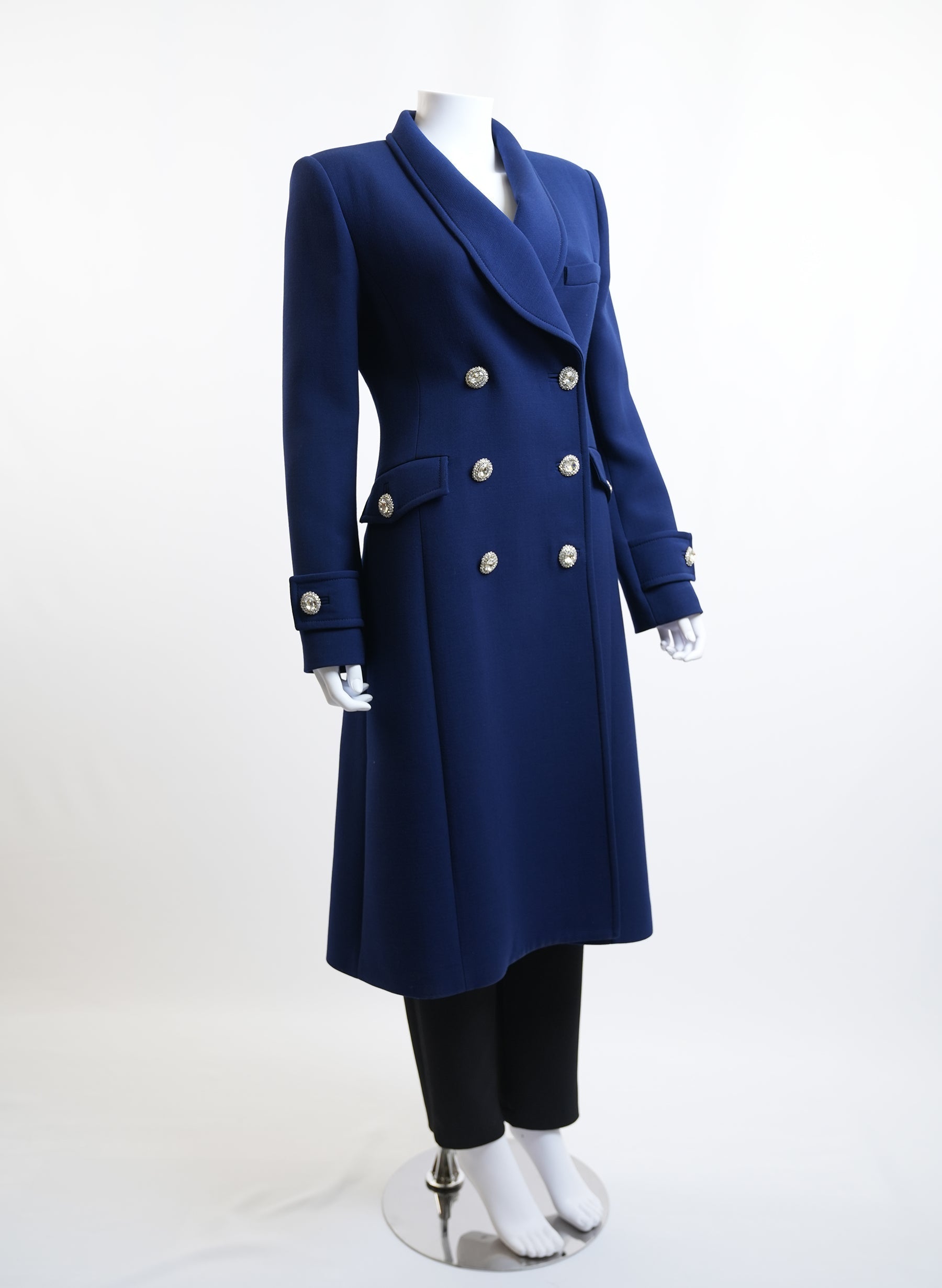 Alessandra Rich Navy Long Coat