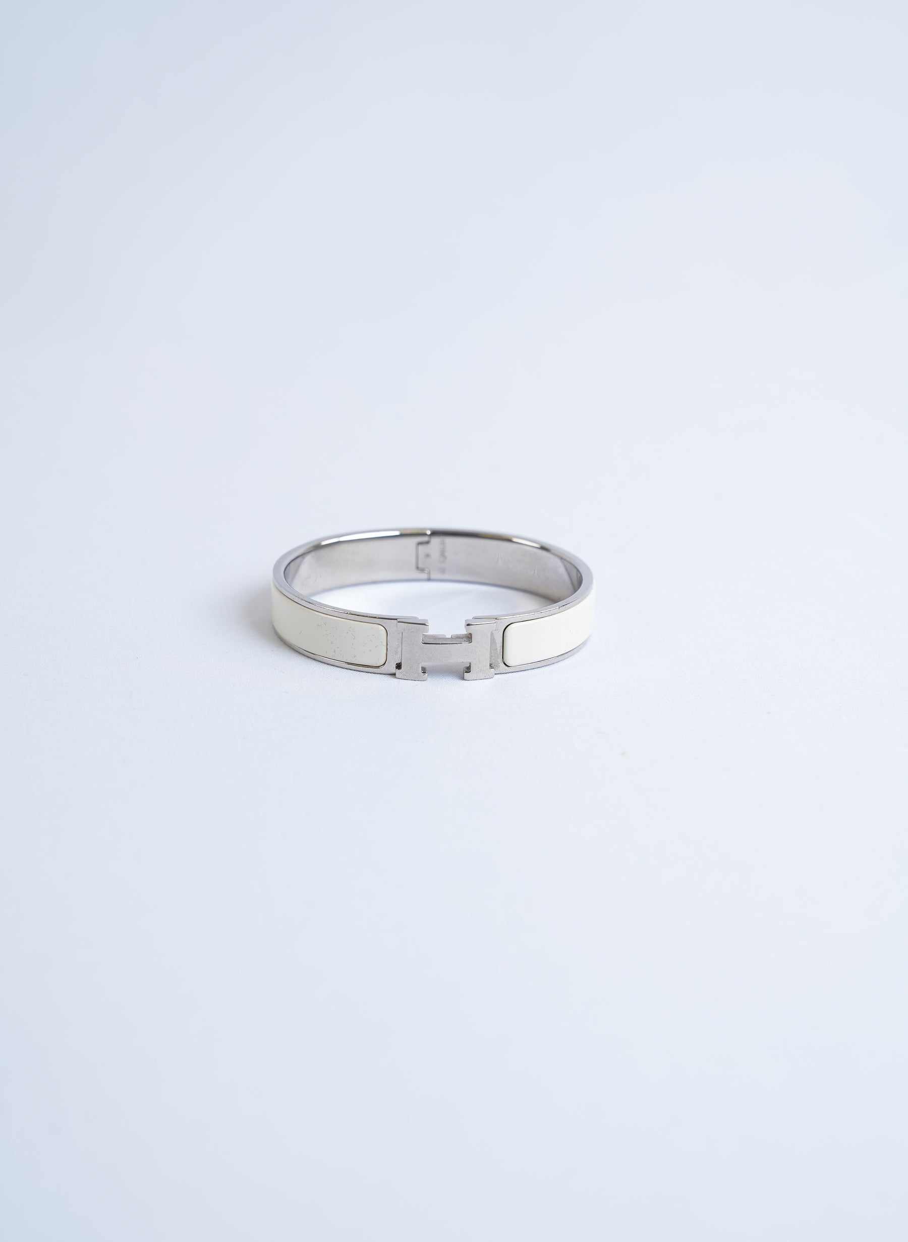 Hermes White Clic H Bracelet