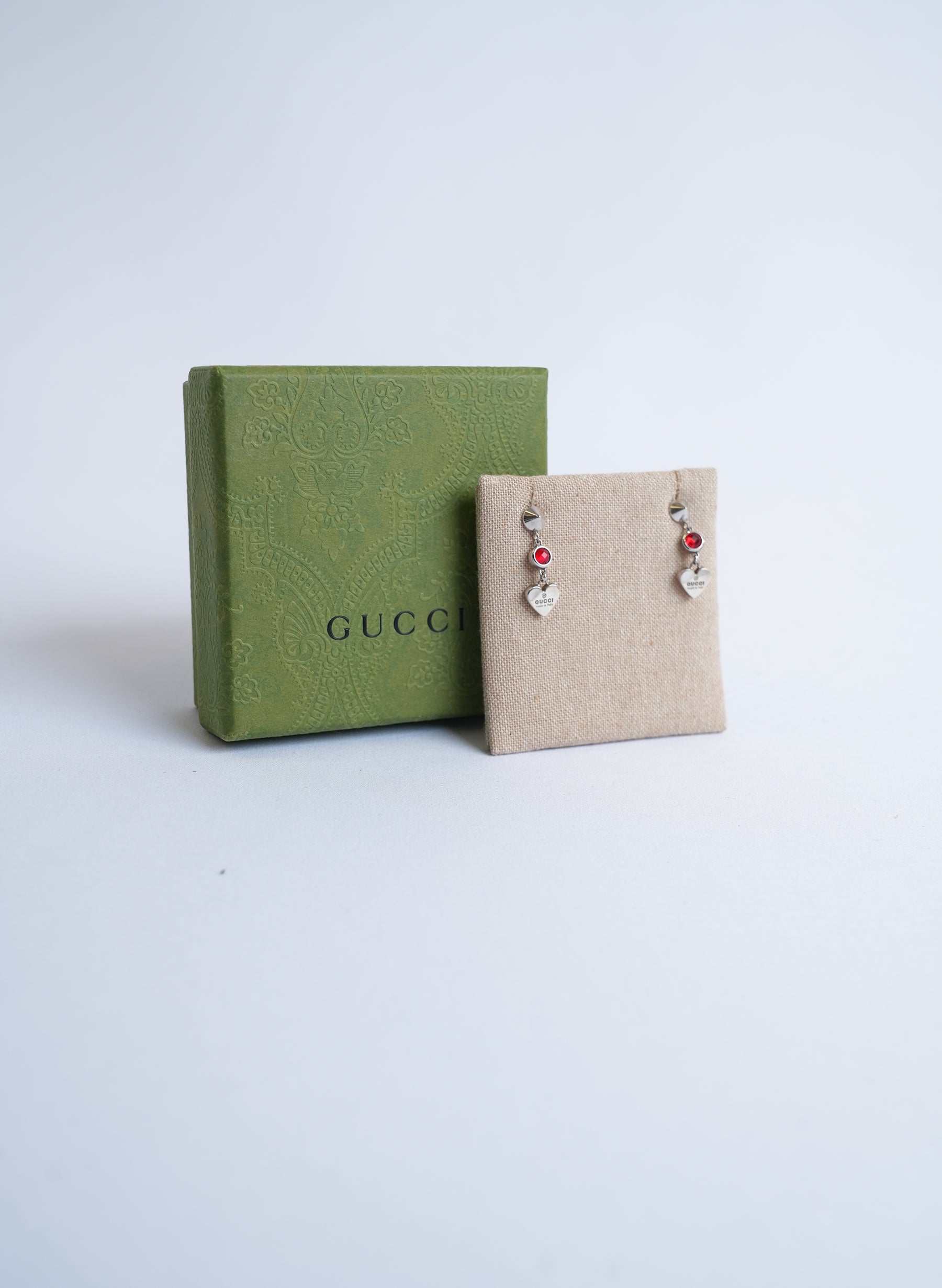 Gucci Red Stud Heart Earrings