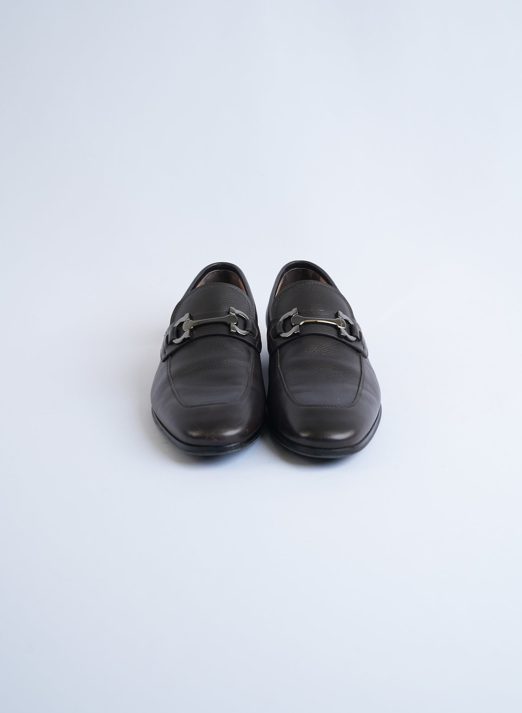 Salvatore Ferragamo Hickory Pebble Leather Loafers