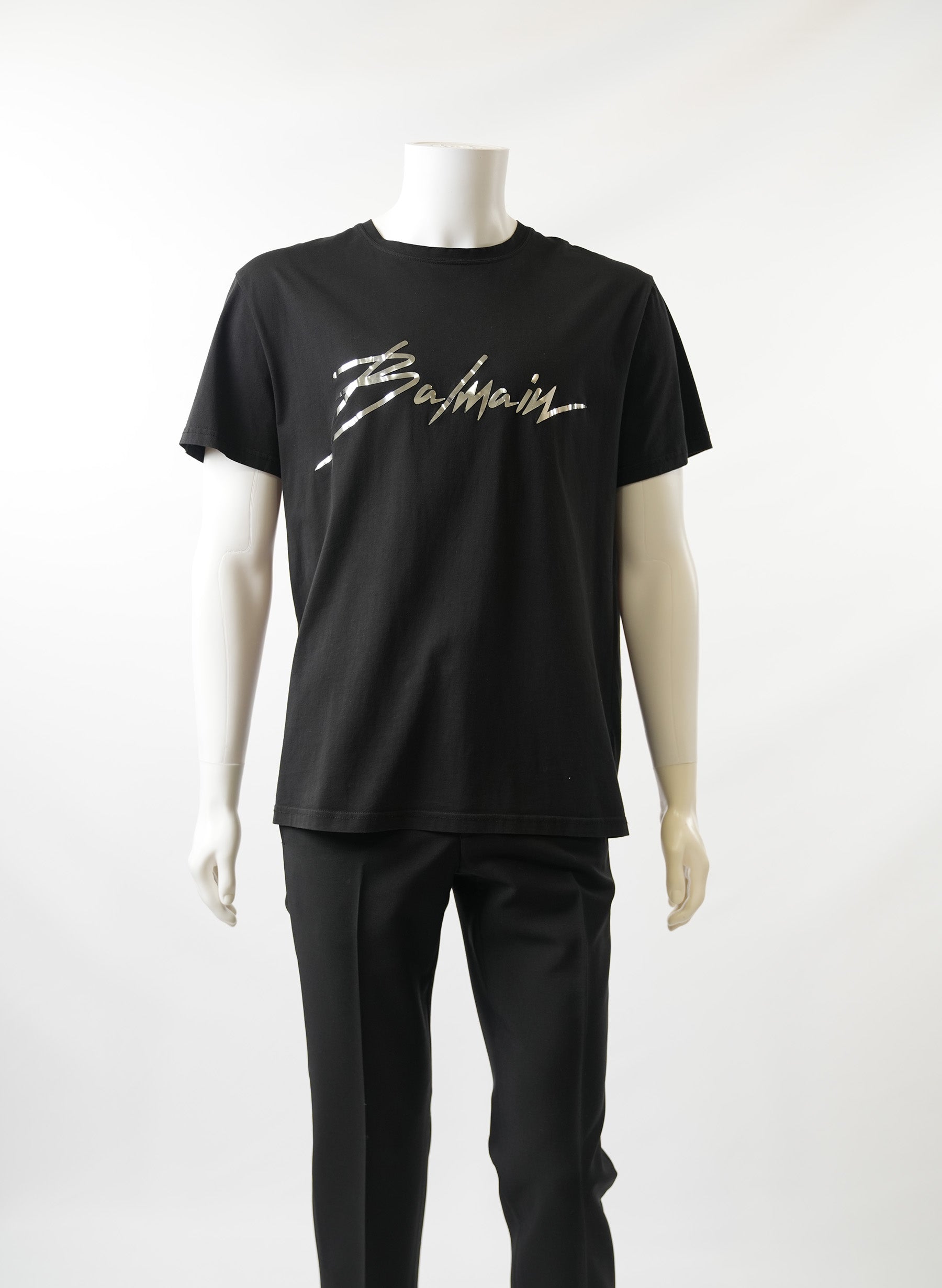 Balmain Black Signature Printed Logo T-Shirt