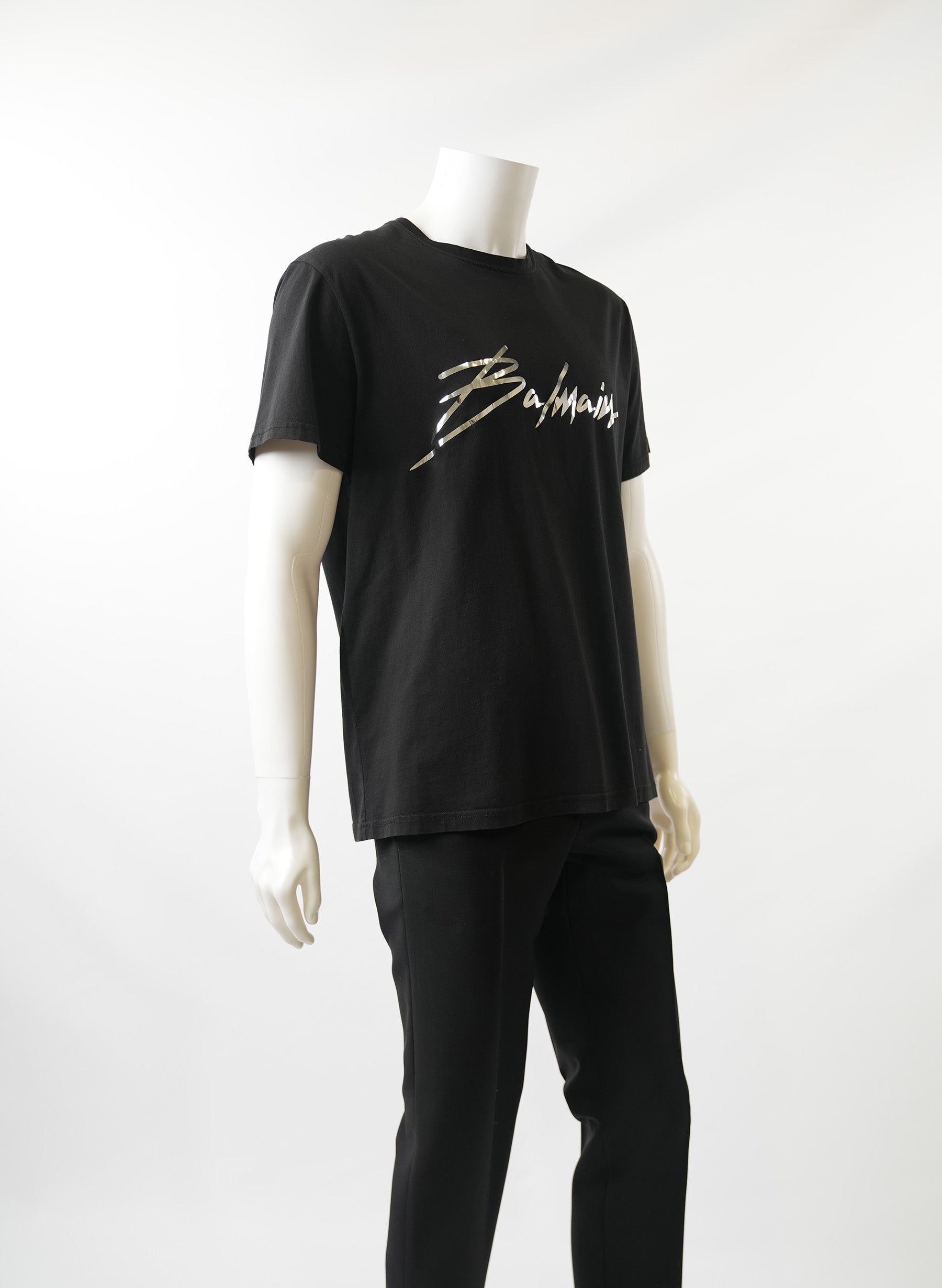 Balmain Black Signature Printed Logo T-Shirt