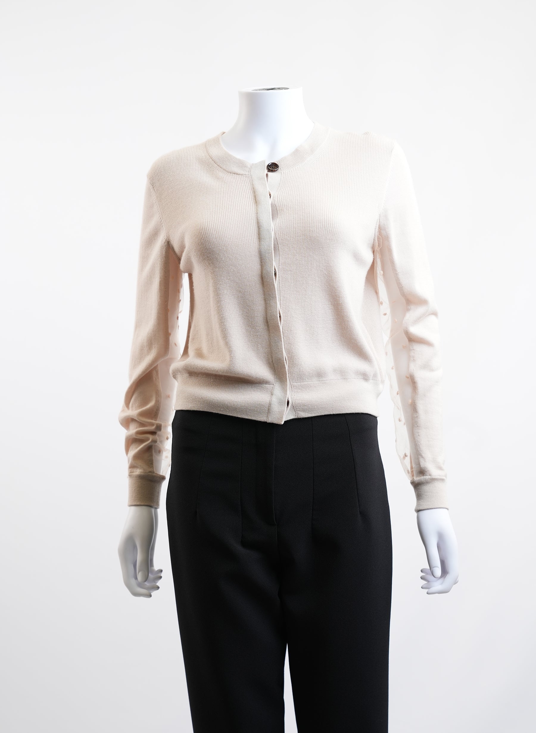 Chloe Sheer Sleeve Detail Cardigan Sweater