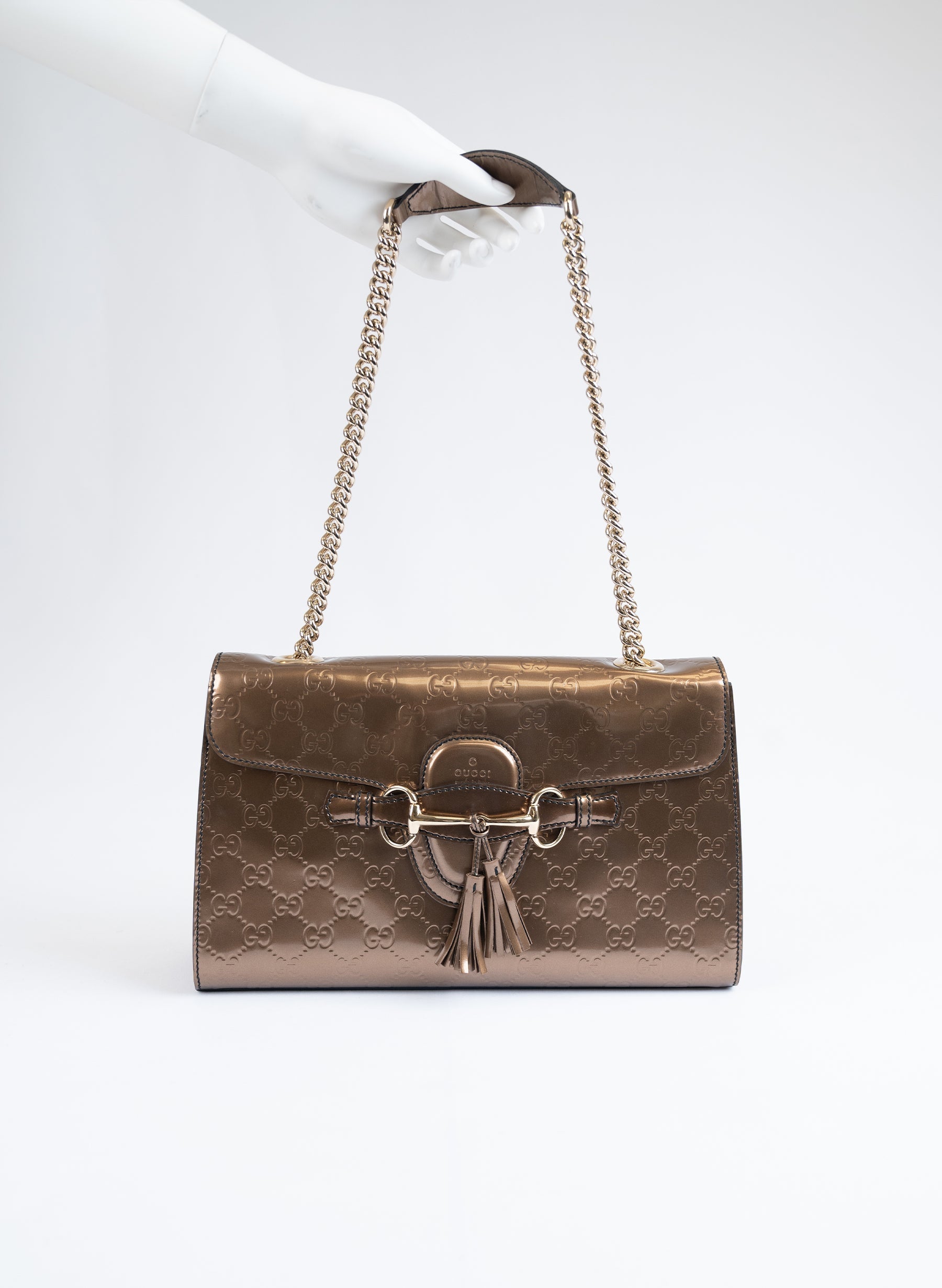 Gucci Guccissima Patent Leather Emily Chain Shoulder Bag