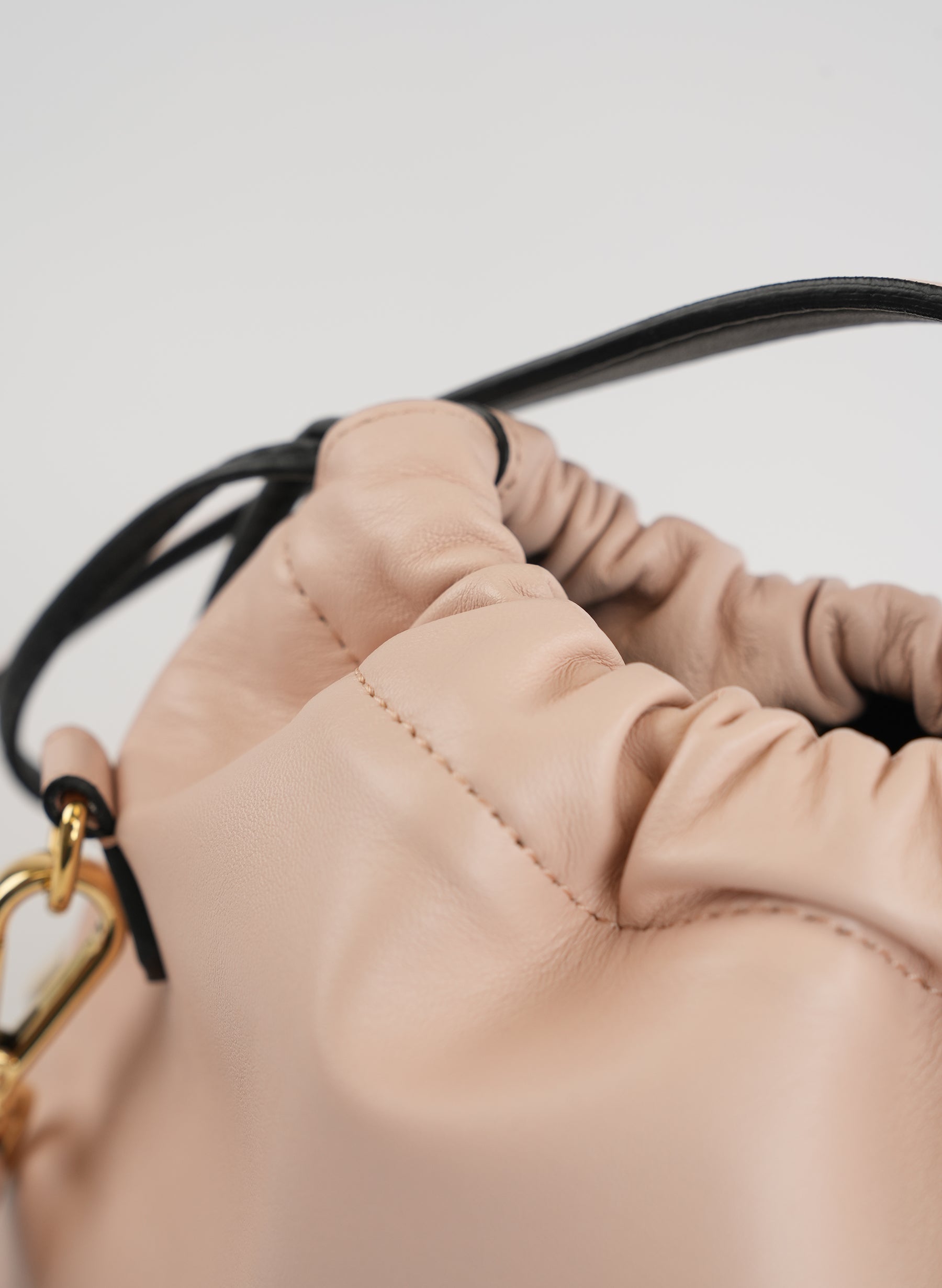 Fendi Soft Nappa Logo Drawstring Pouch Bag