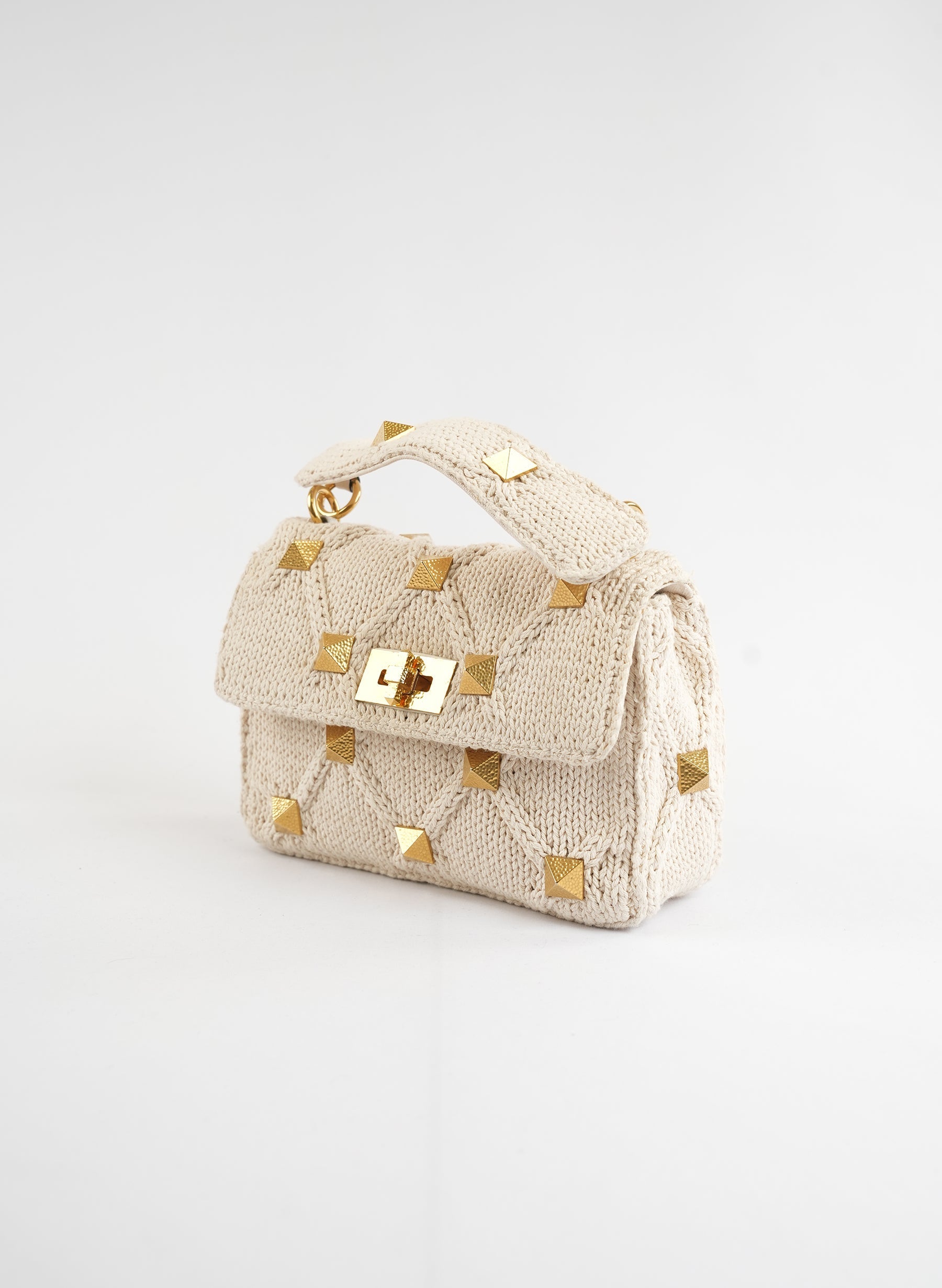 Valentino Garavani Roman Stud Knit Shoulder Chain Bag