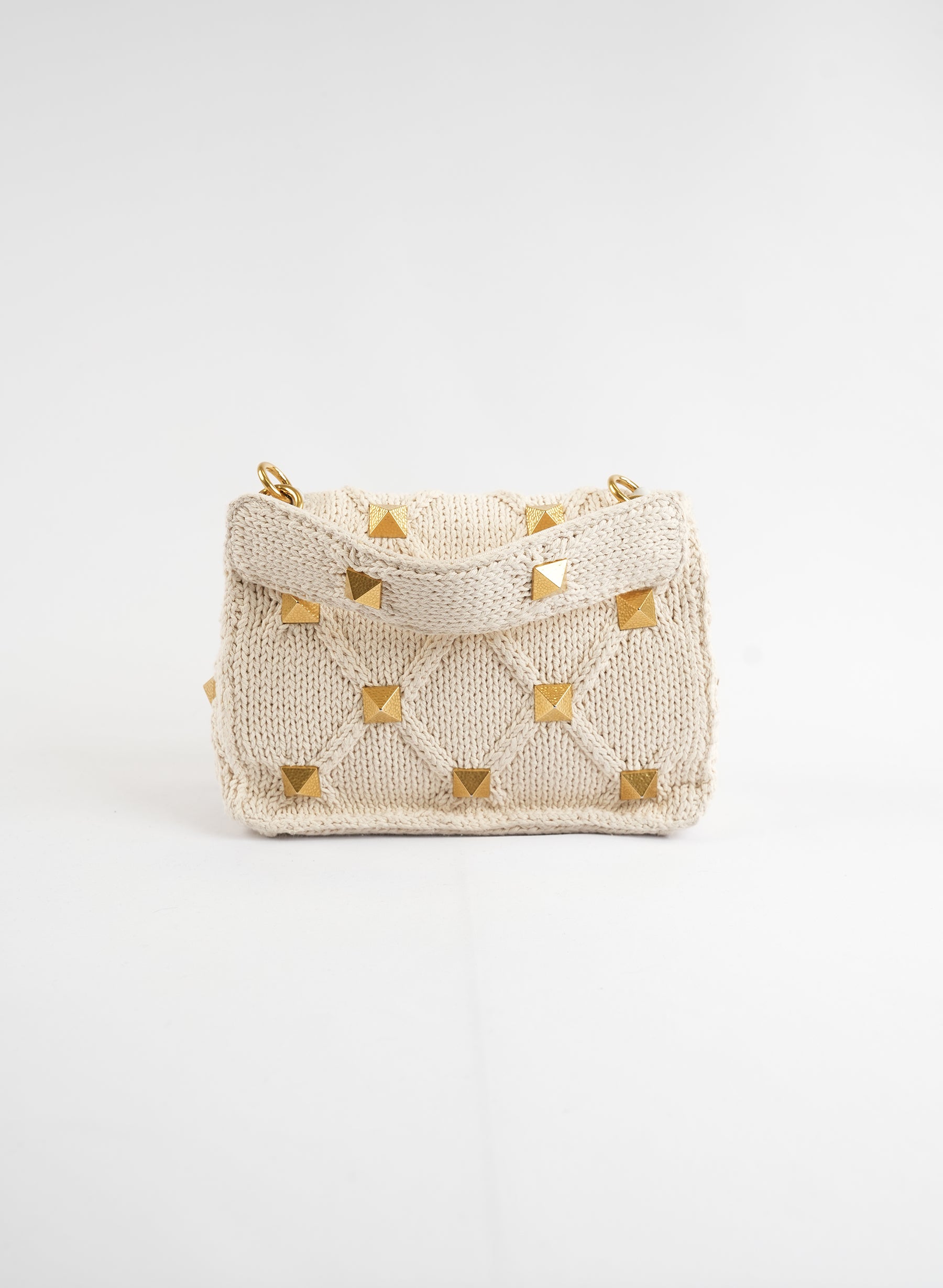 Valentino Garavani Roman Stud Knit Shoulder Chain Bag