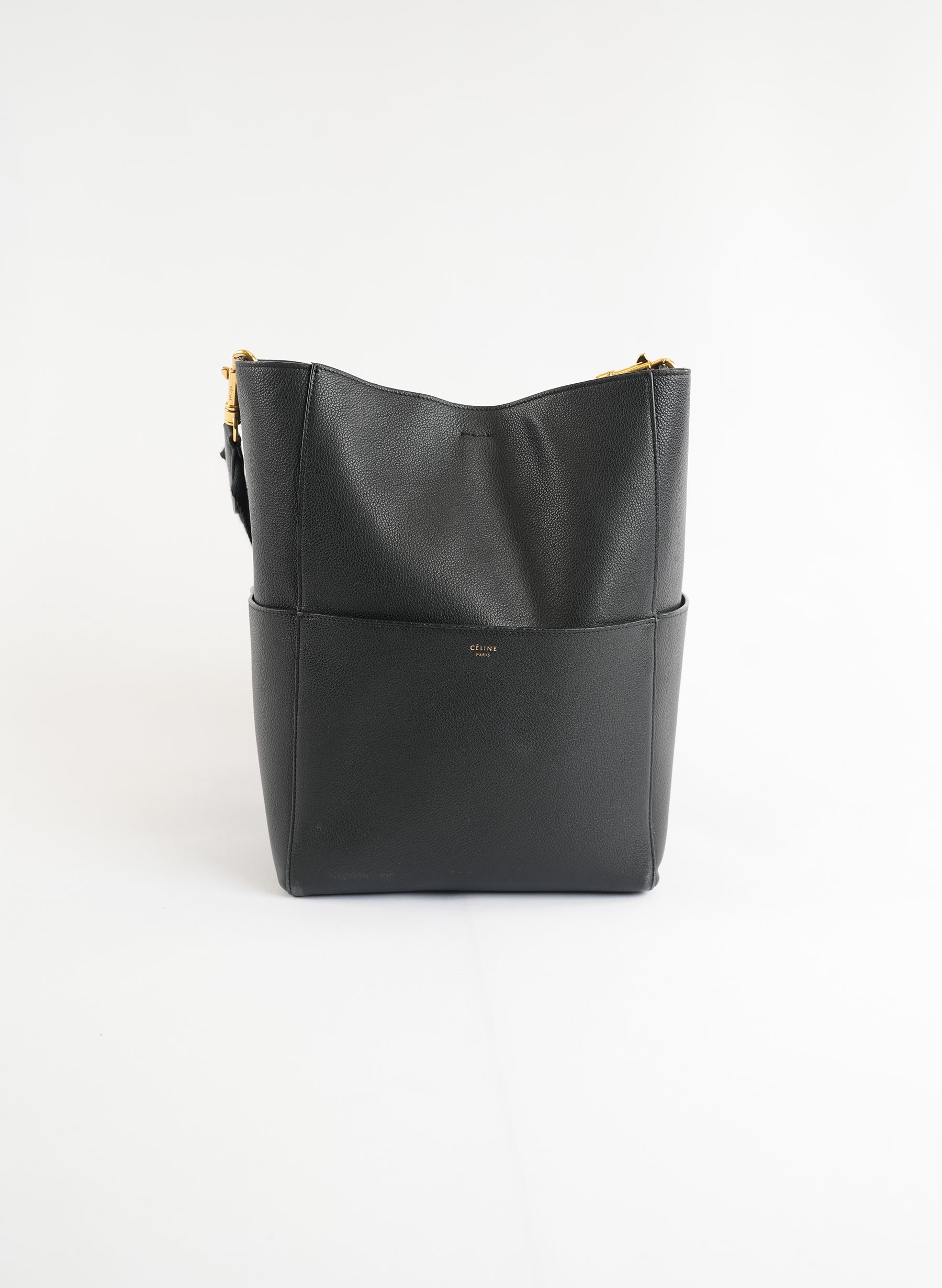 Celine Grained Calfskin Sangle Bucket Handlebag