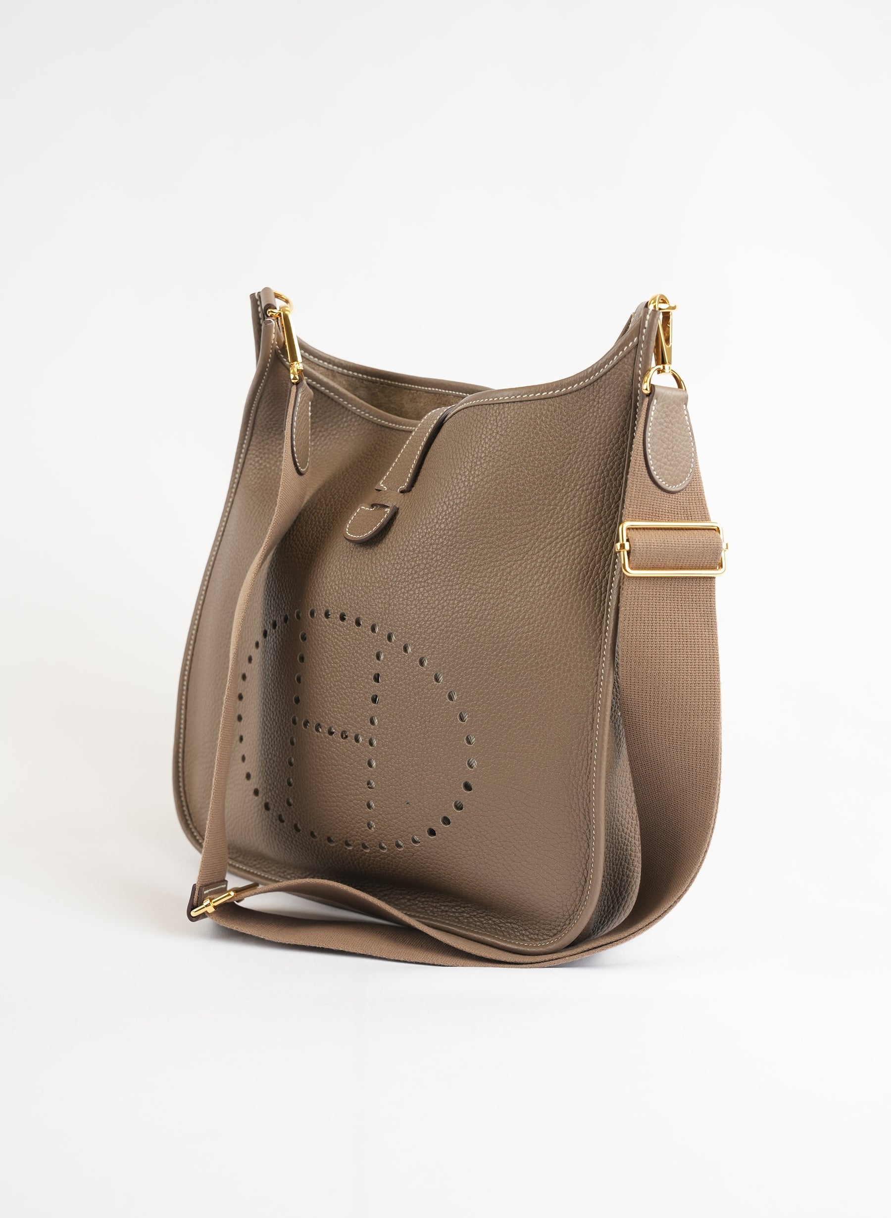 Hermès Etoupe Taurillon Clemence Evelyne Shoulder Bag