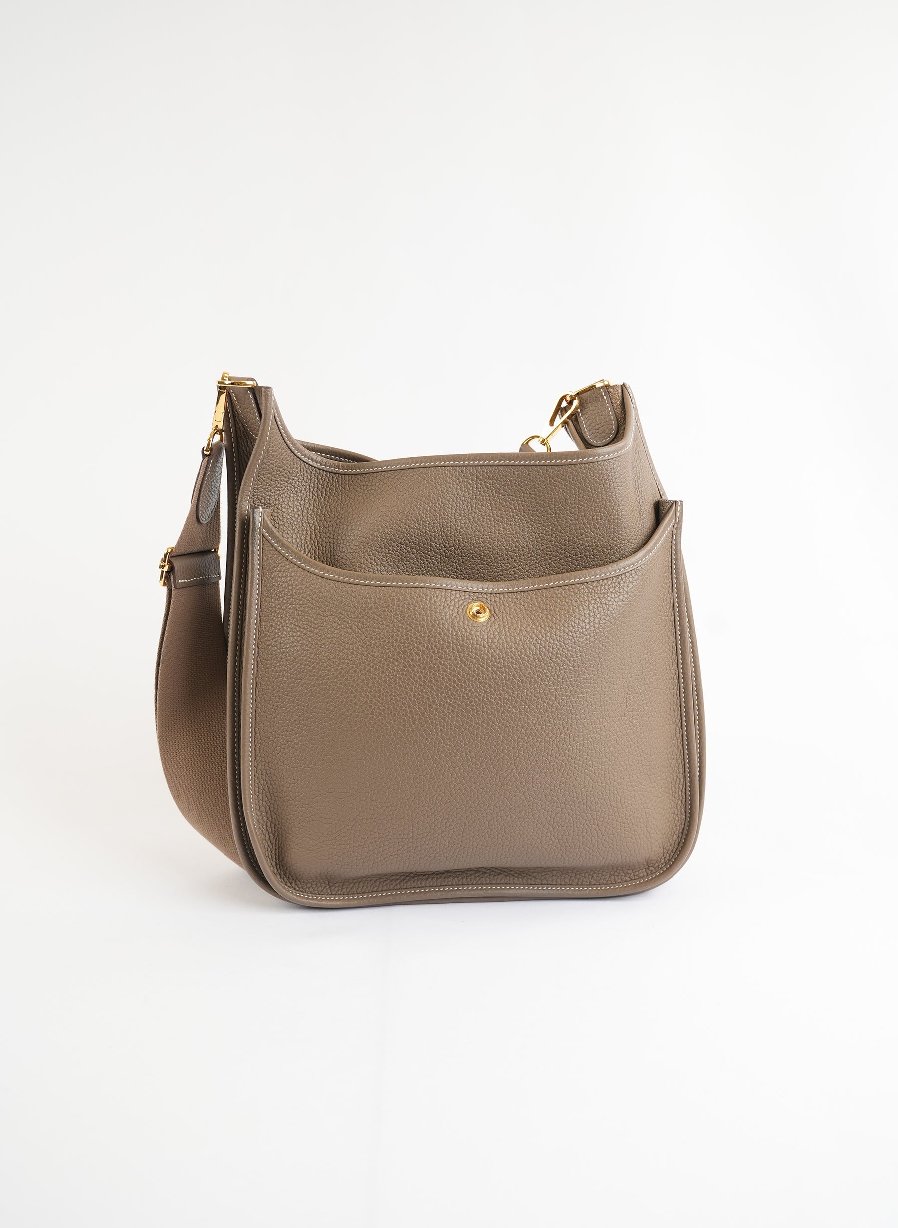 Hermès Etoupe Taurillon Clemence Evelyne Shoulder Bag
