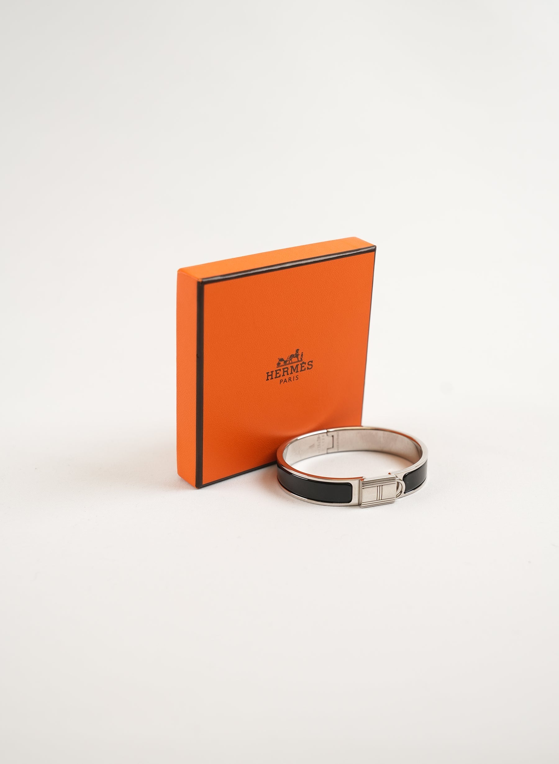 Hermès Clic Cadenas Black Silver Bracelet