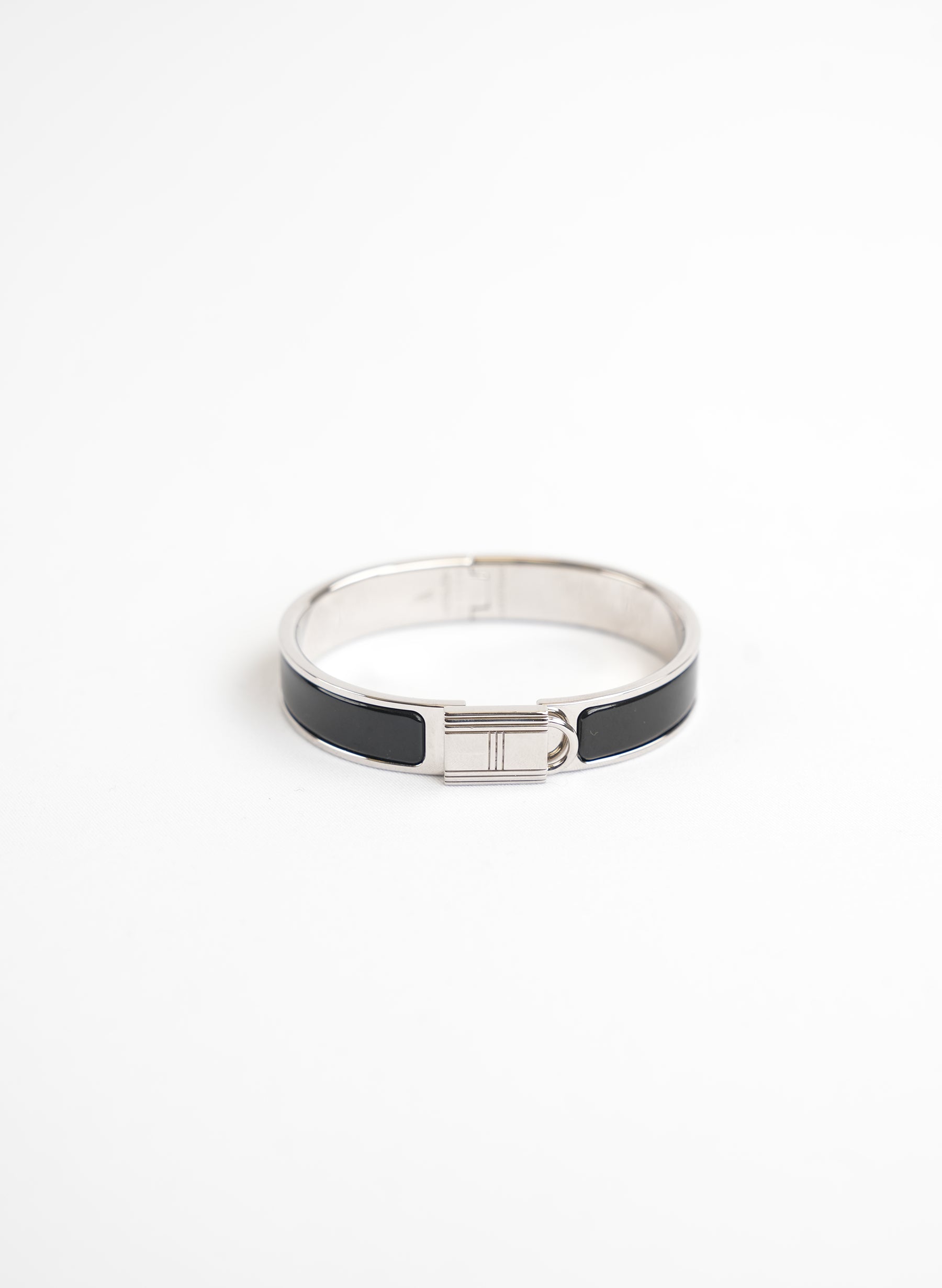 Hermès Clic Cadenas Black Silver Bracelet