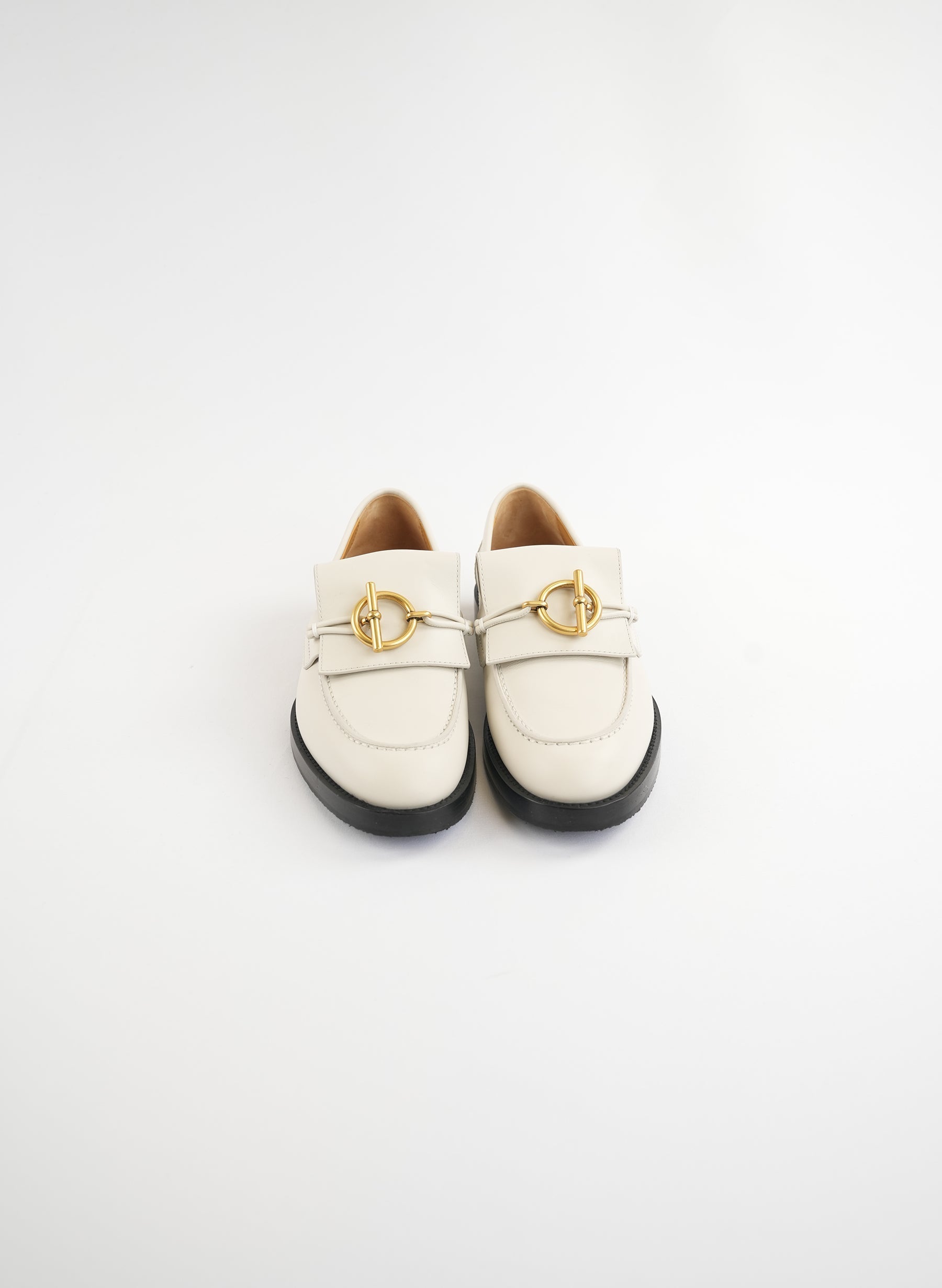 Hermès White Leather Impact Loafers