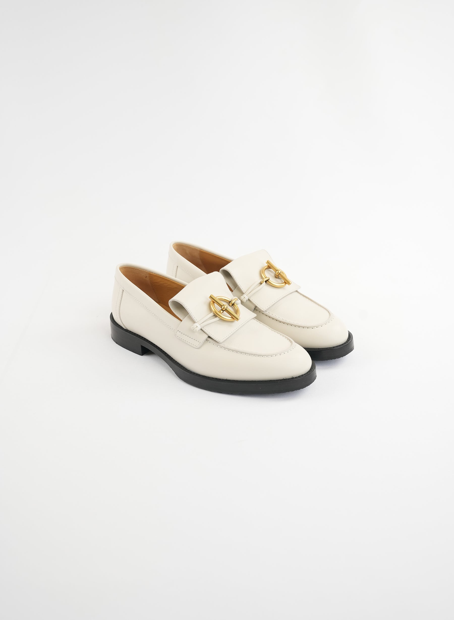 Hermès White Leather Impact Loafers