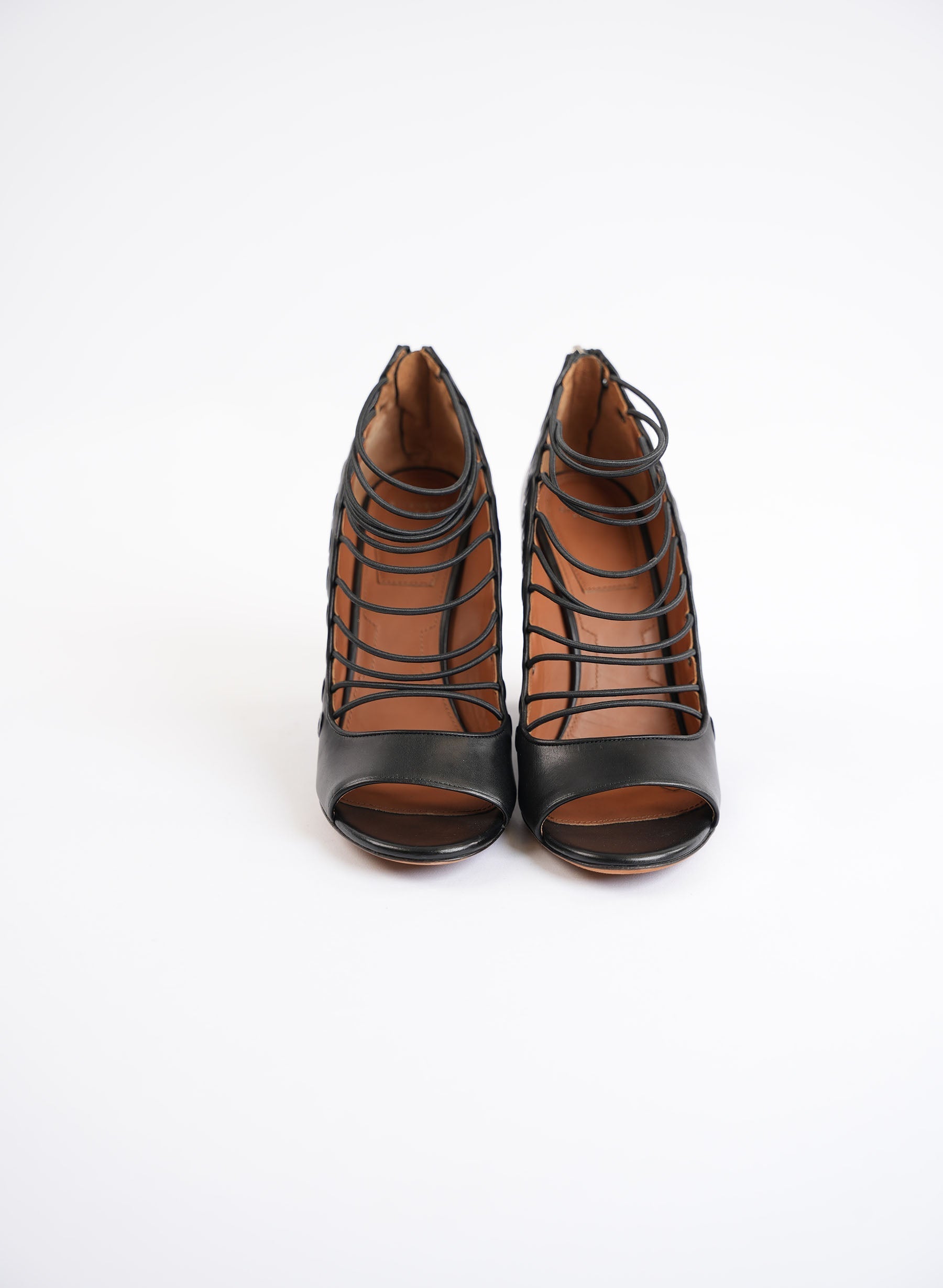 Givenchy Black Leather Strappy Wedge Sandles