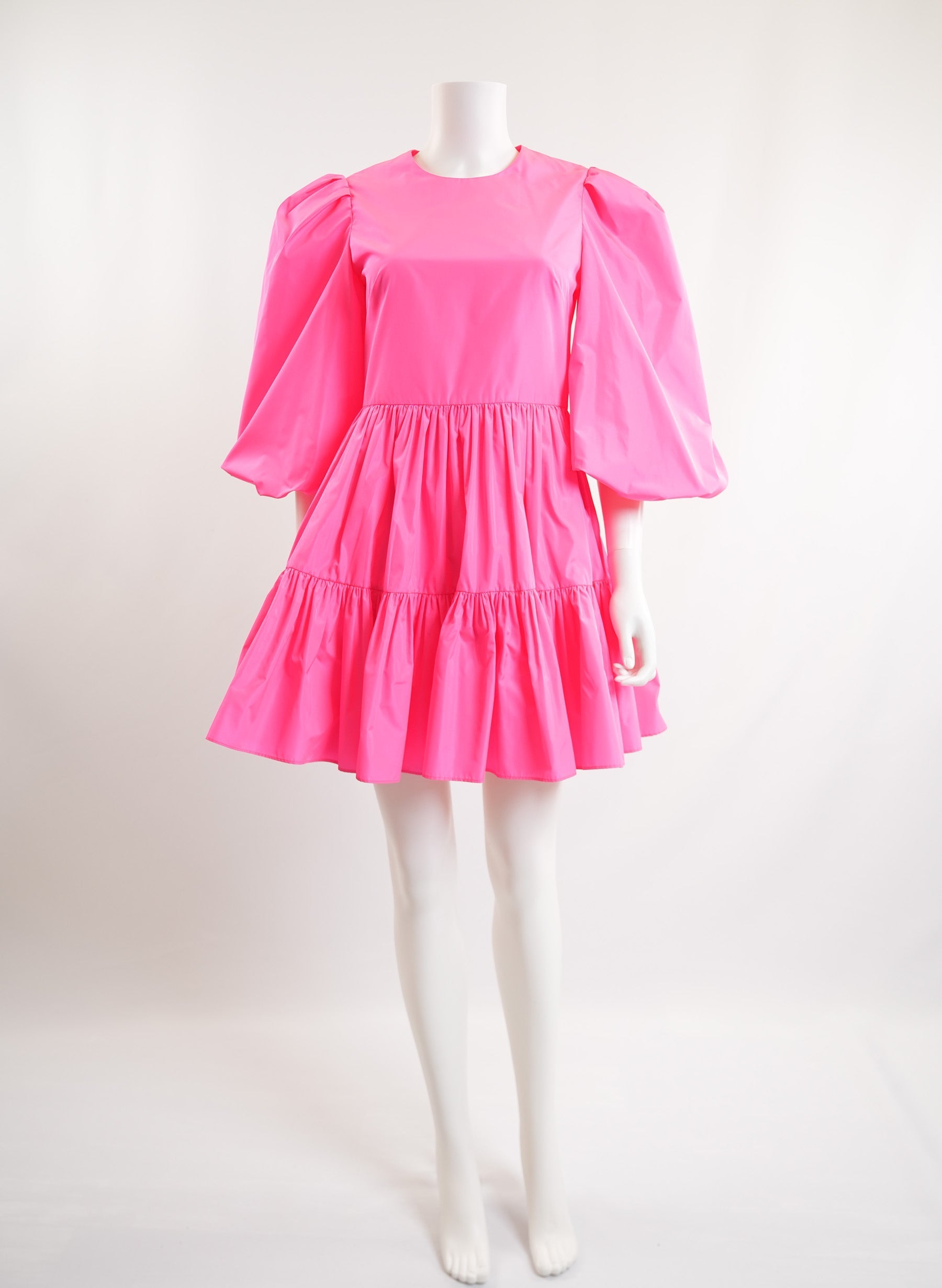 Valentino Neon Pink Puff Sleeves Dress