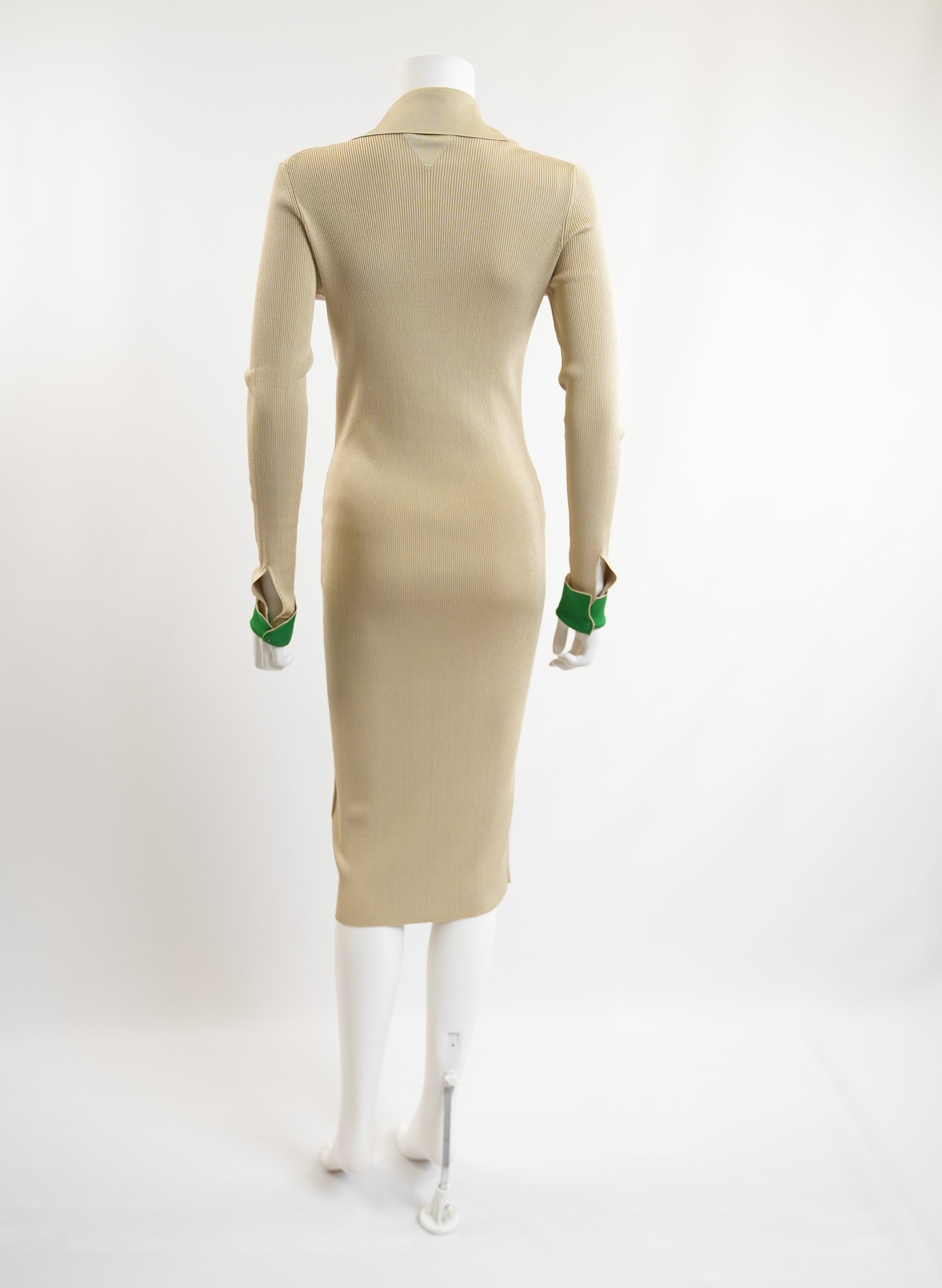 Bottega Veneta Ribbed Knit Stretch Silk Blend Shirt Dress