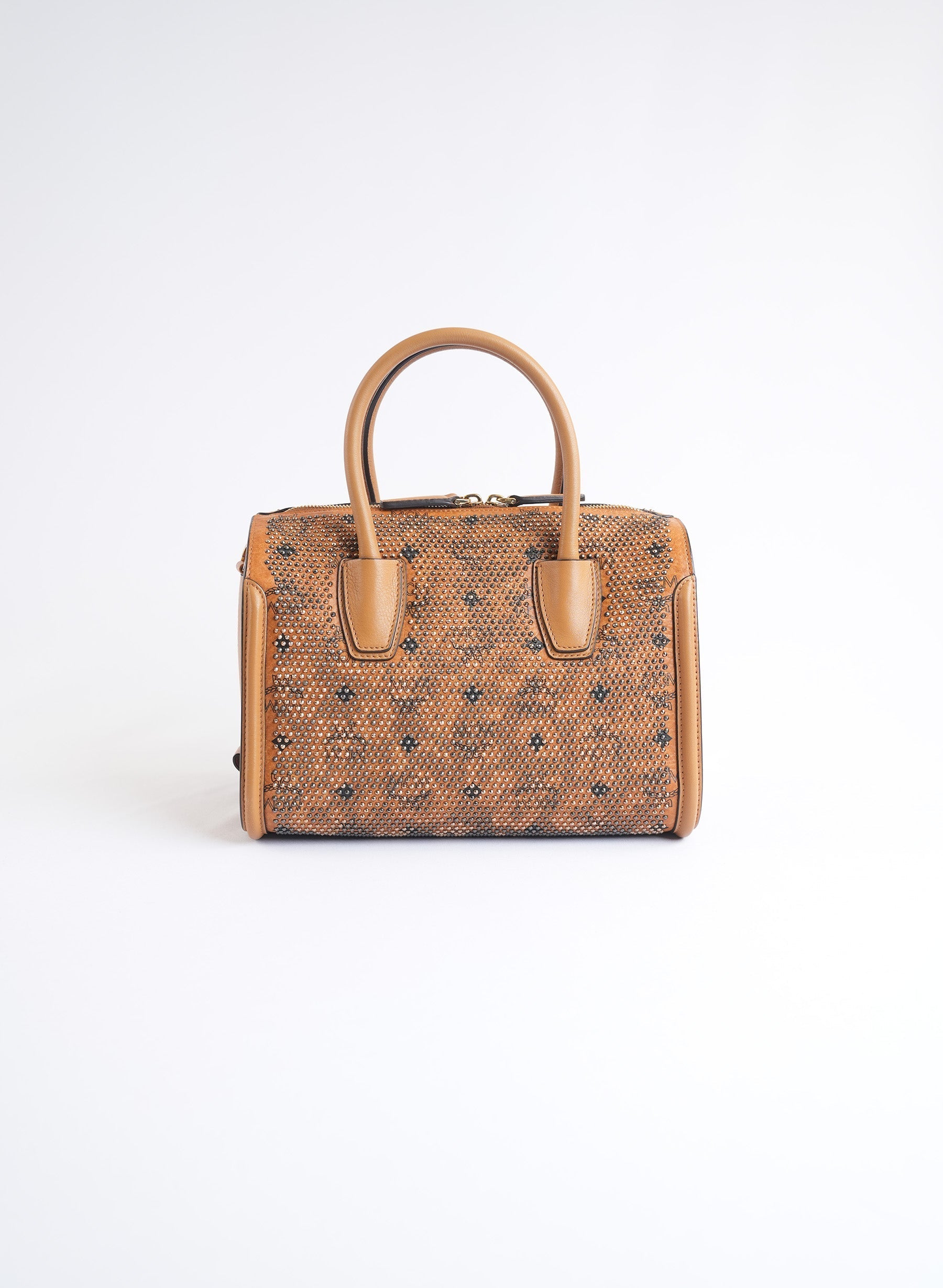 MCM Coated Canvas Studded Handle Bag