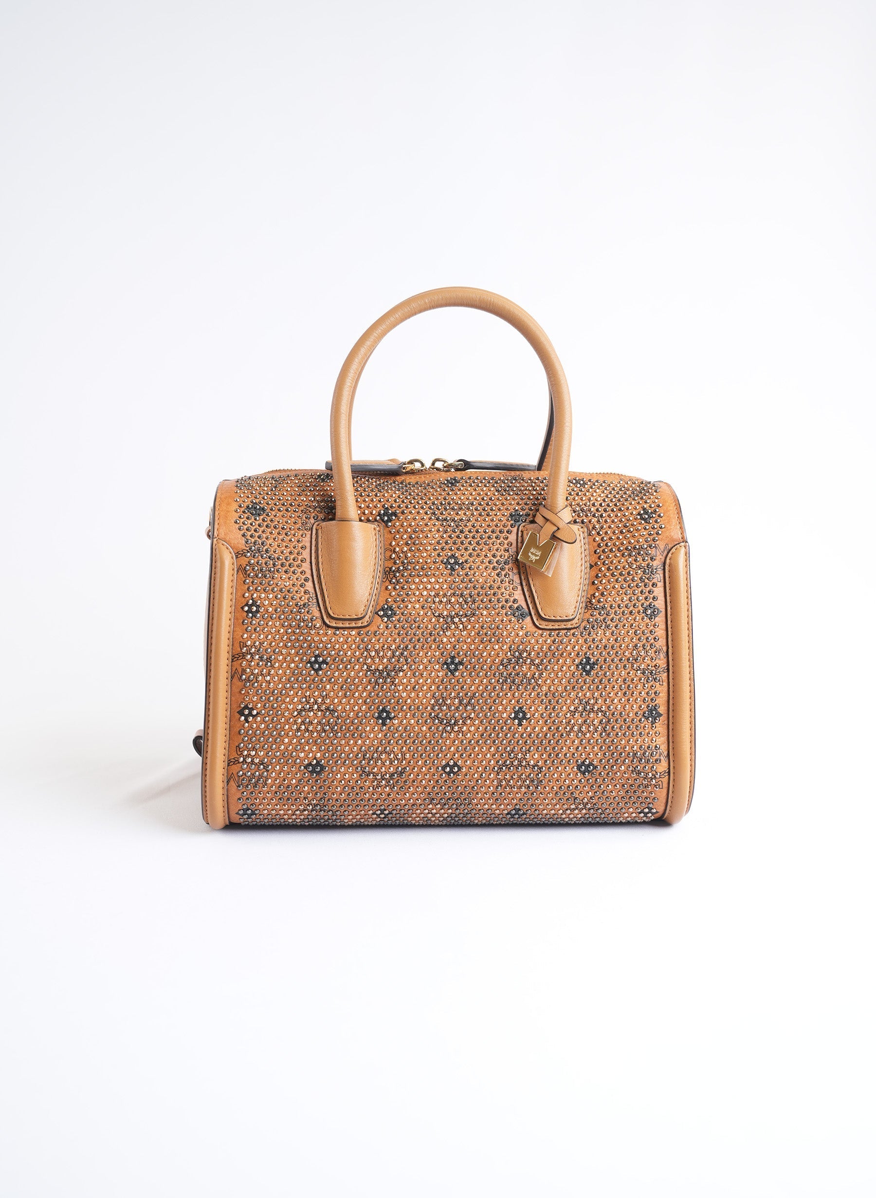 MCM Coated Canvas Studded Handle Bag