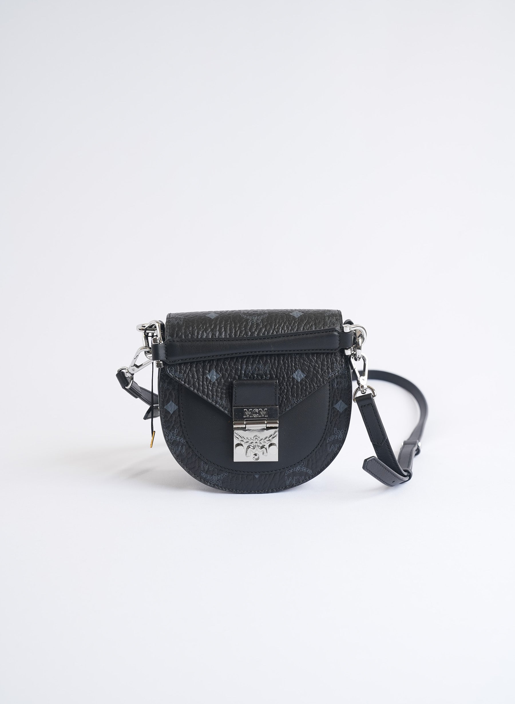 MCM Black Visetos Patricia Monogram Mini Bag