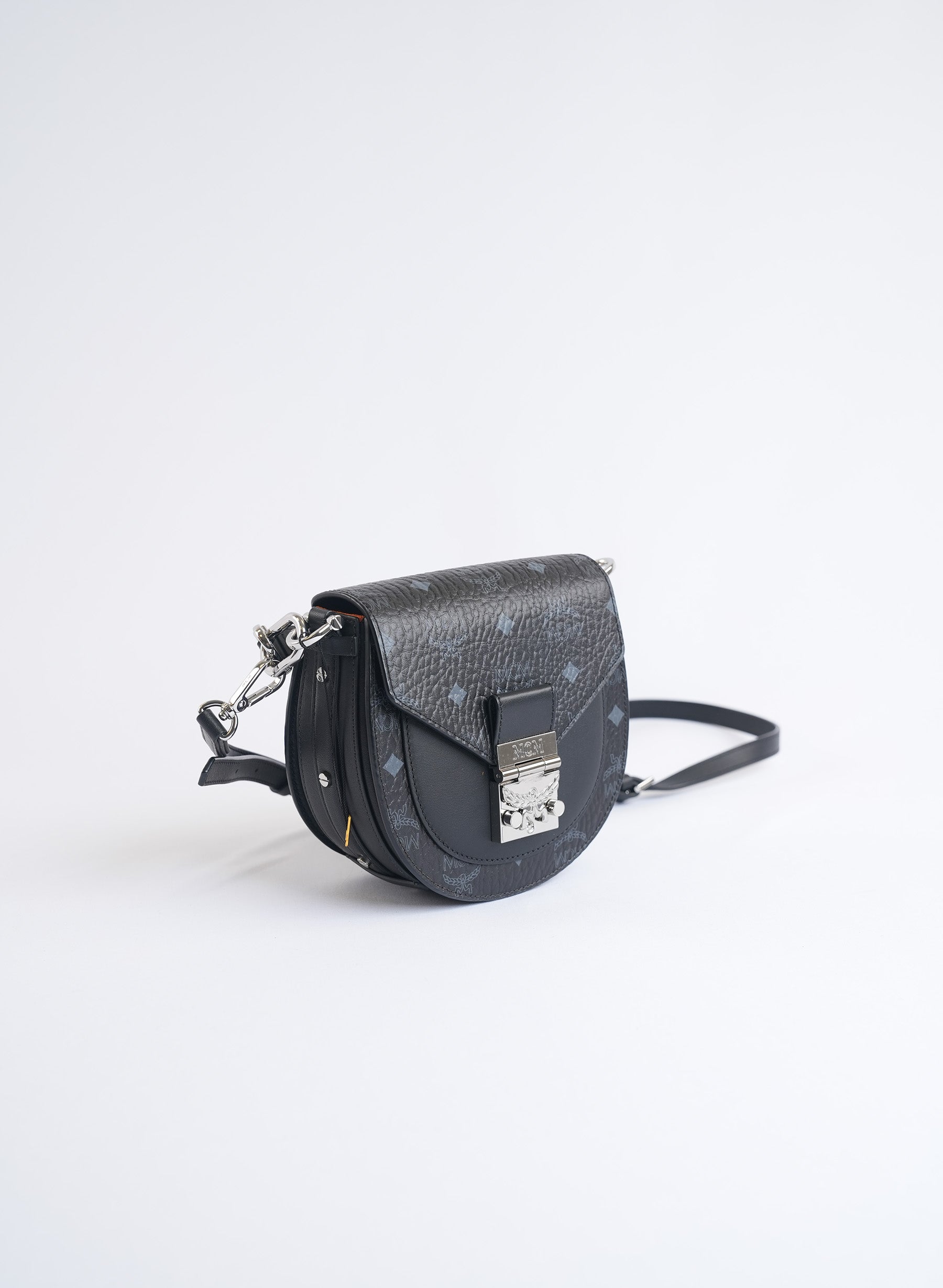 MCM Black Visetos Patricia Monogram Mini Bag