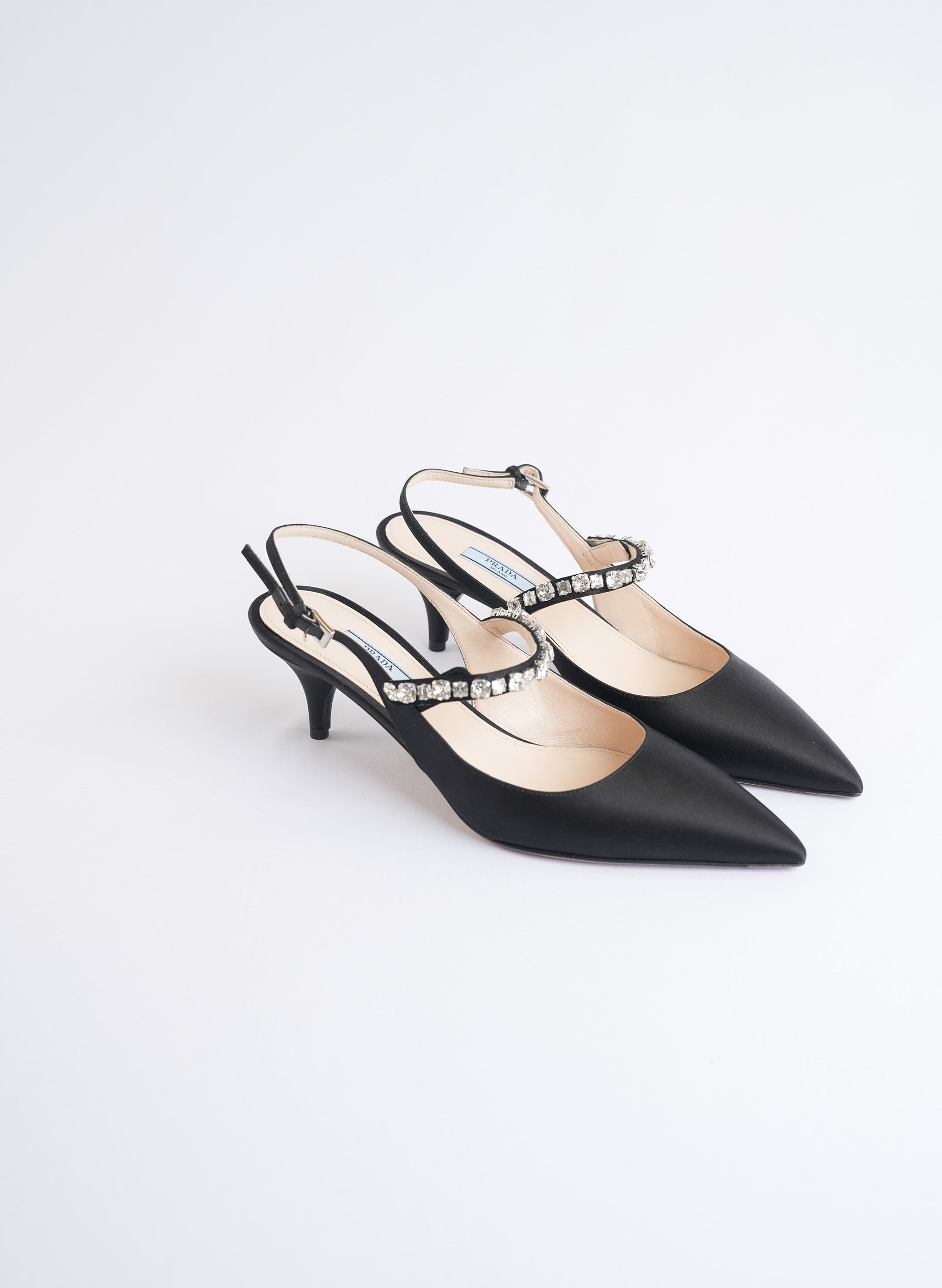 Prada Crystal Embellish Kitten Heel