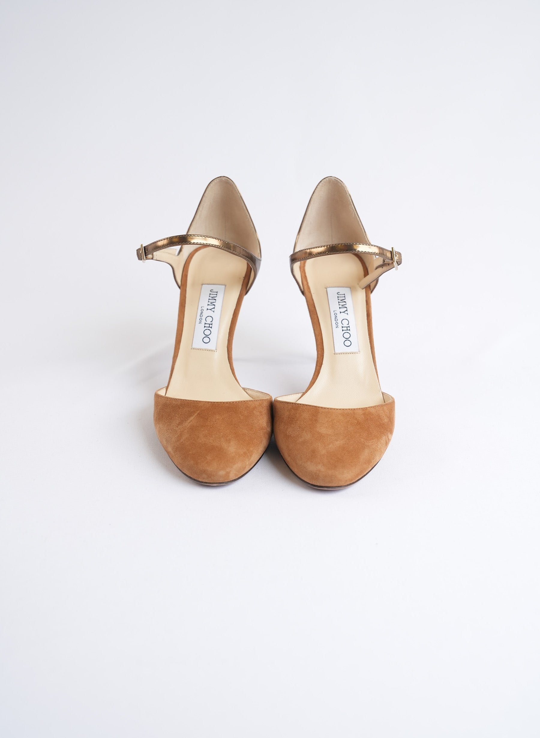 Jimmy Choo Marny 85 Suede Mirror Leather Heels