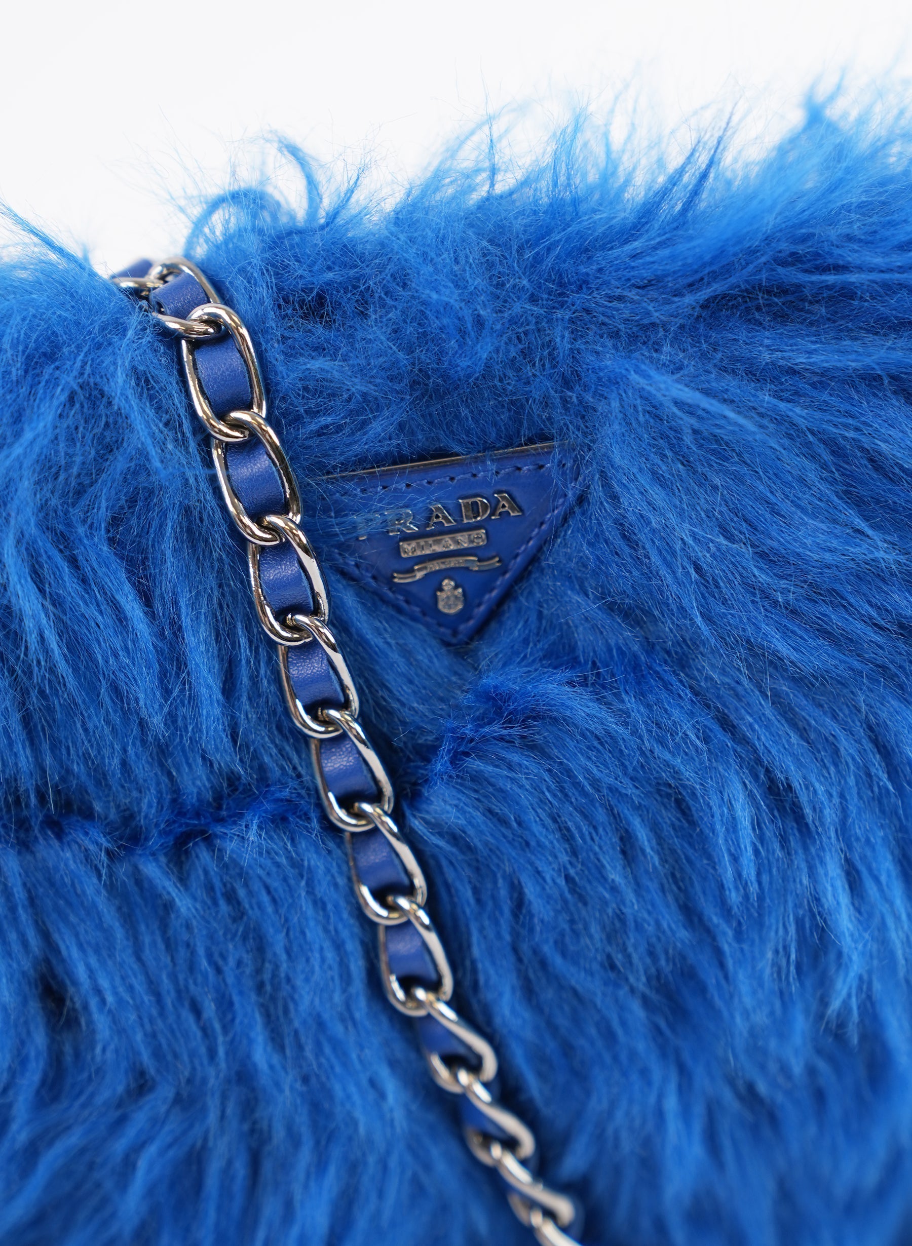 Prada Blue Fur Crossbody Bag