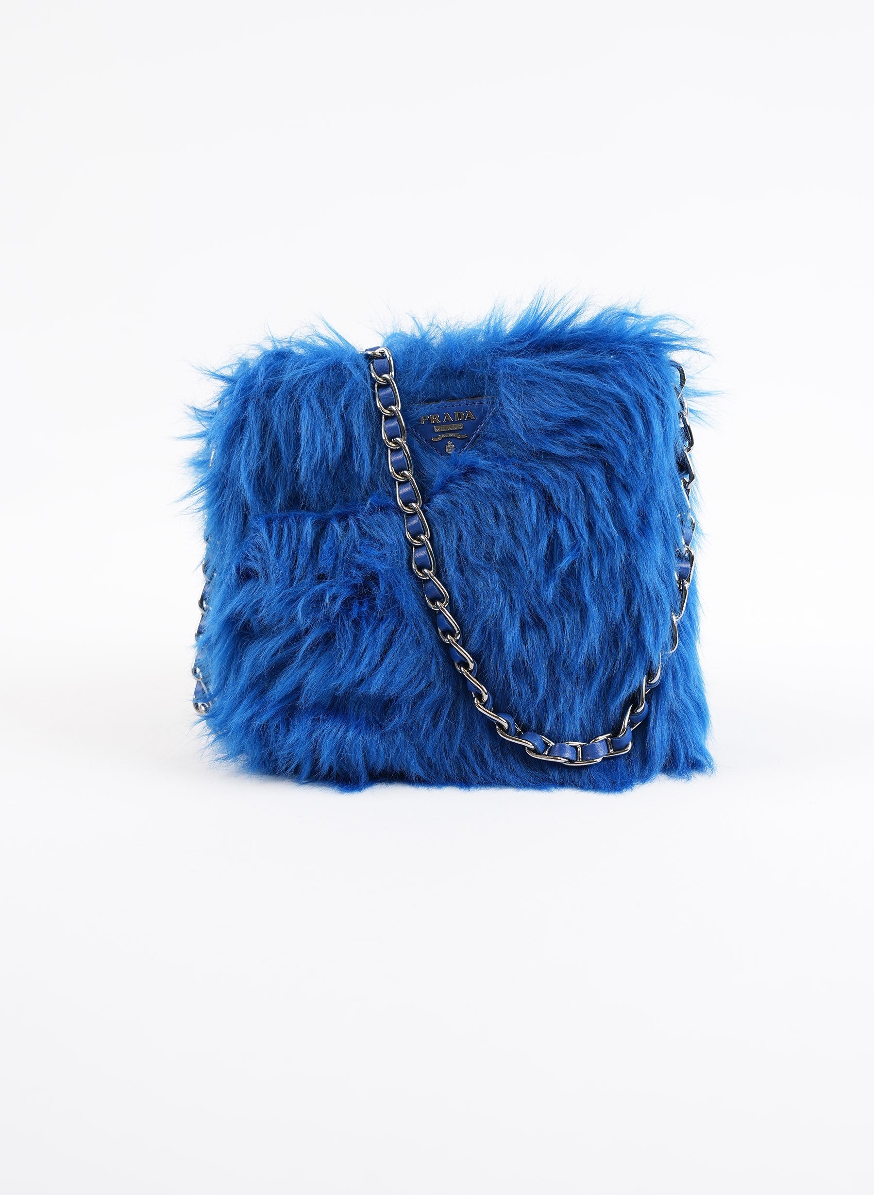 Prada Blue Fur Crossbody Bag