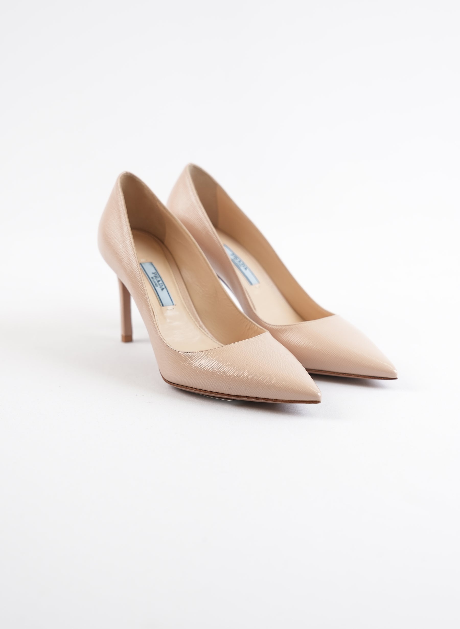 Prada Saffiano Patent Pumps