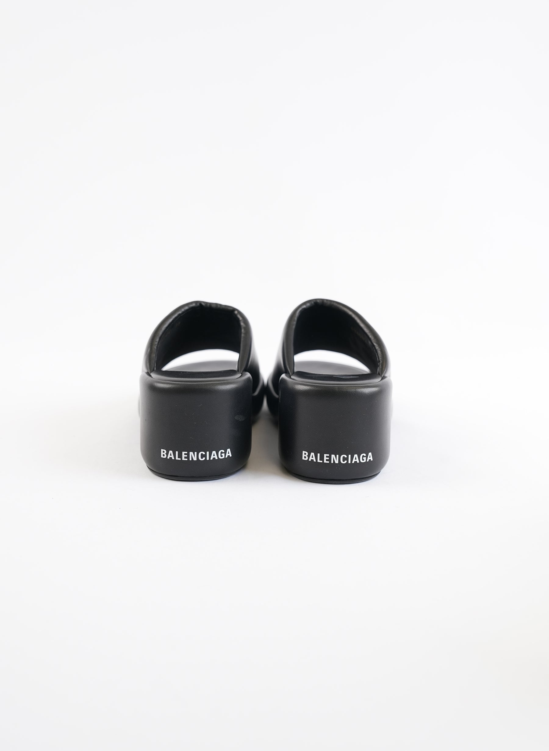 Balenciaga Rise Black Lambskin Wedge Slide Platform Slides