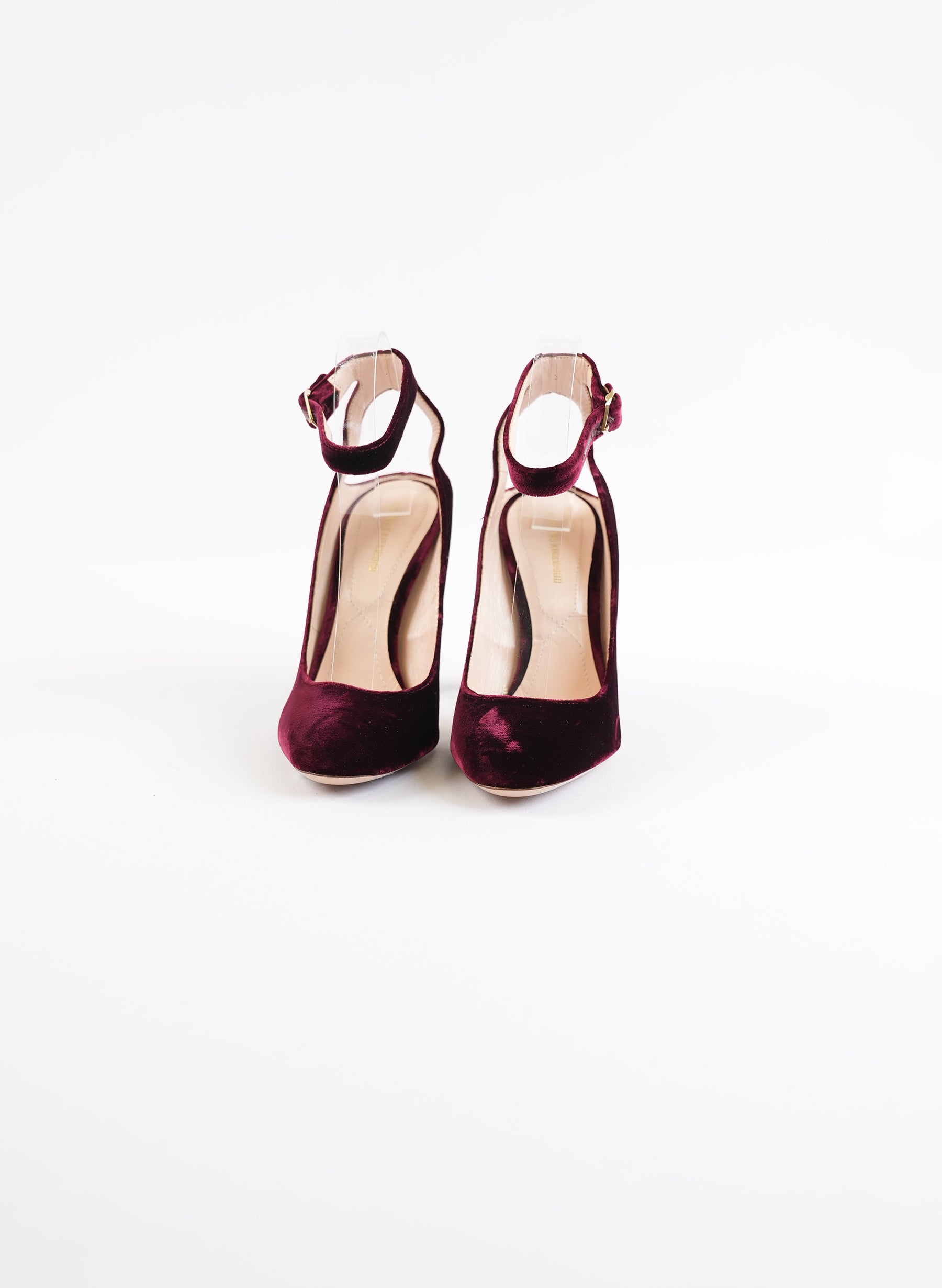 Nicholas Kirkwood Lola Pearl Burgundy Velvet Heels