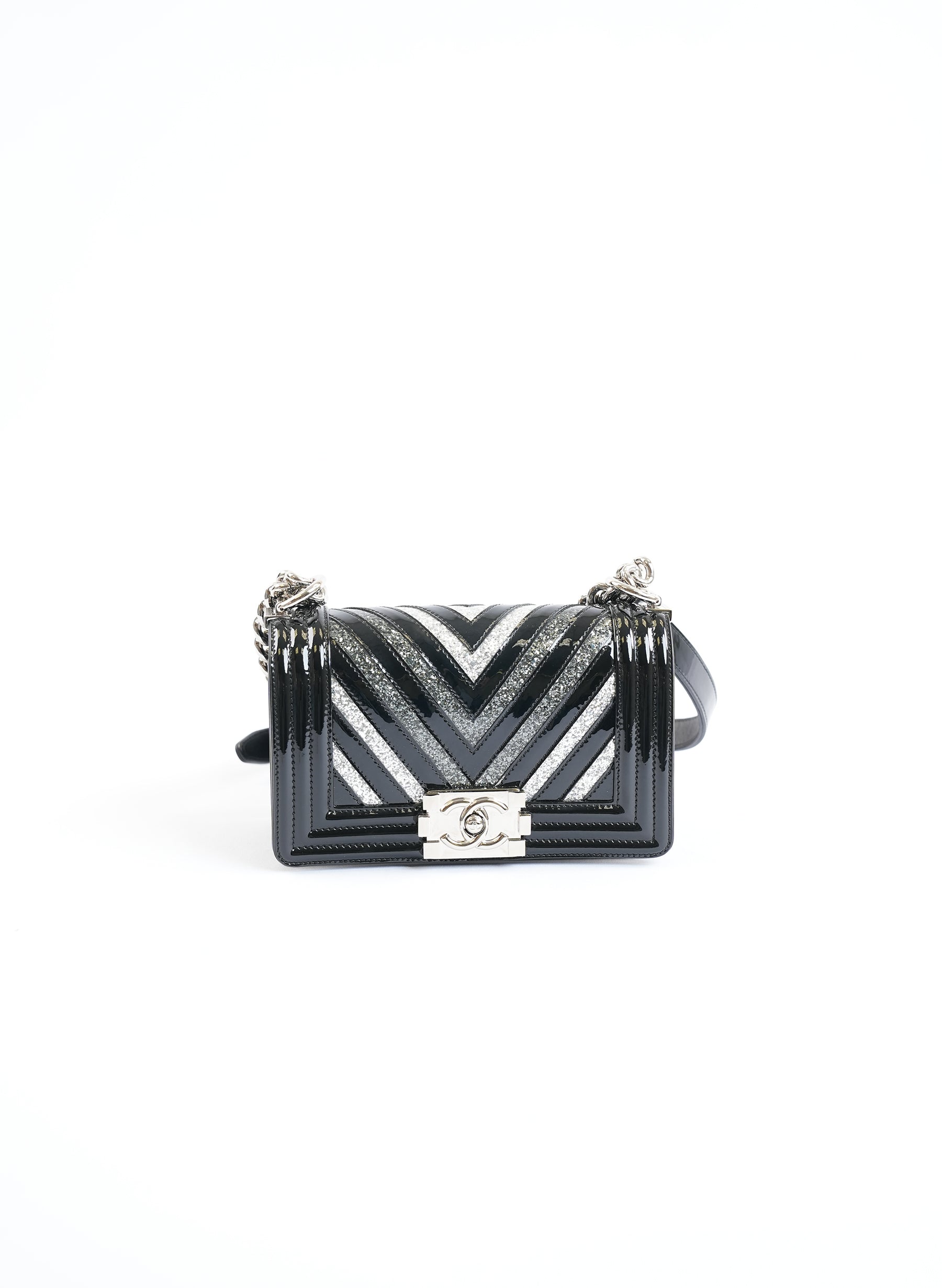 Chanel Patent Glitter Chevron Bag