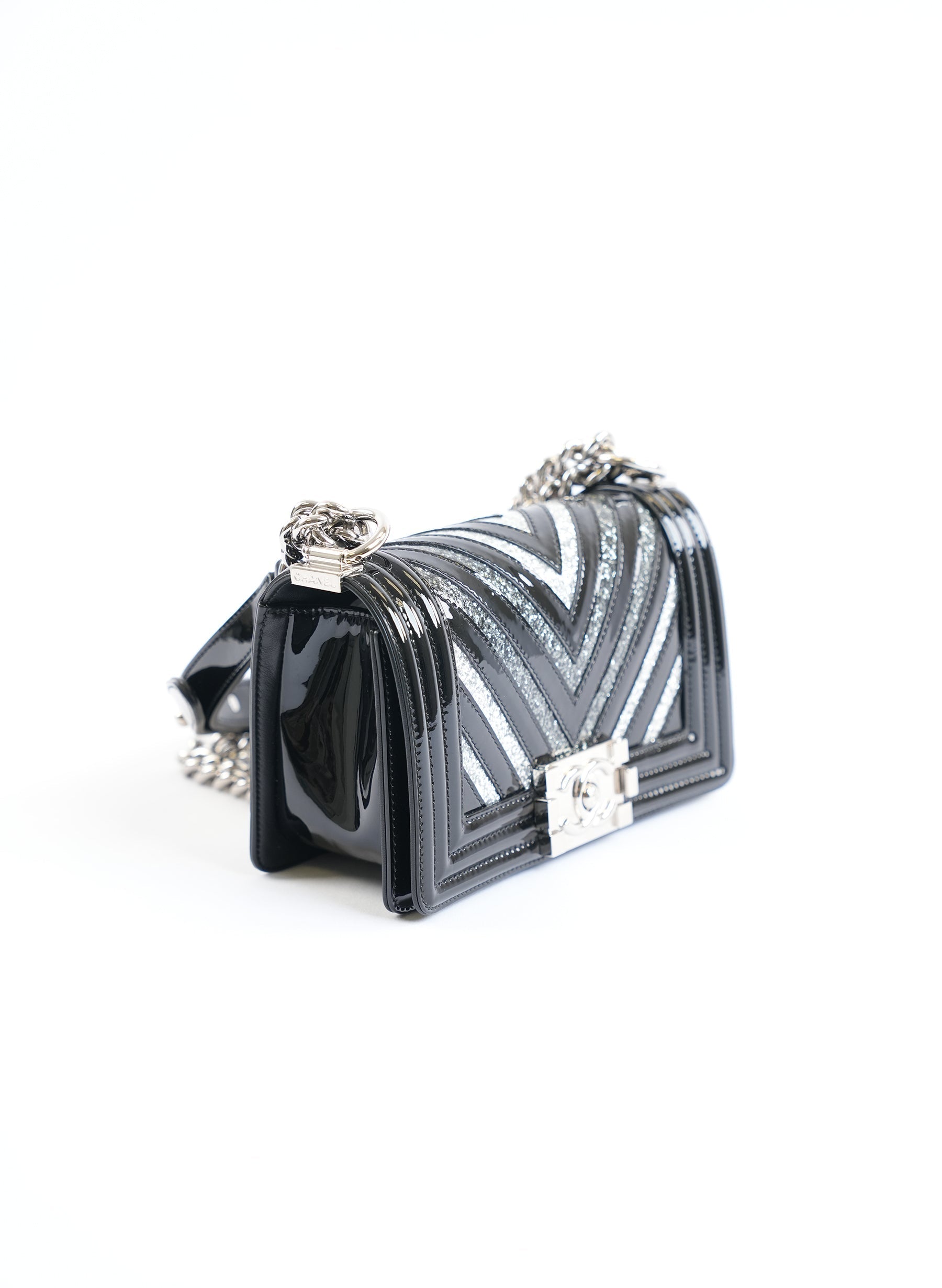 Chanel Patent Glitter Chevron Bag