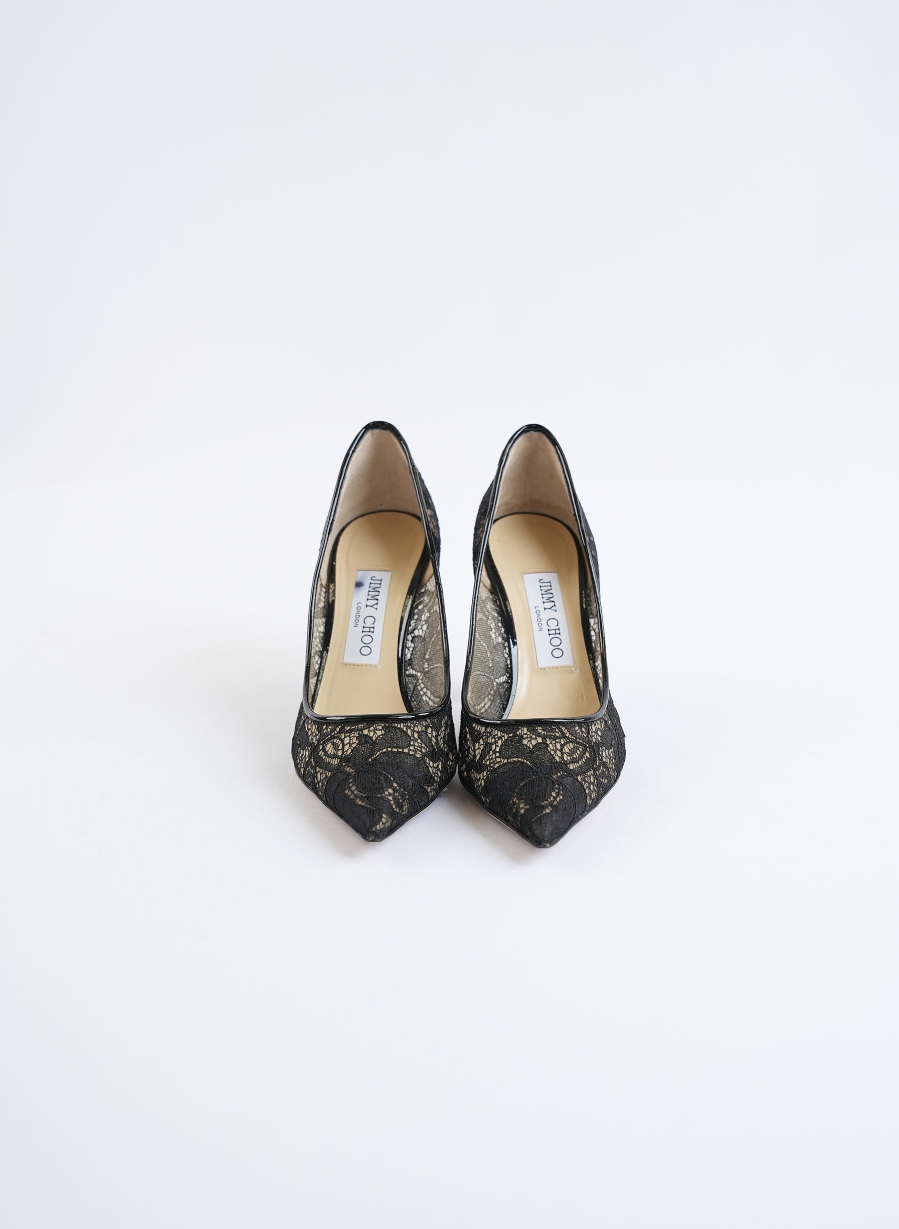 Jimmy Choo Black Lace Pointy Toe Pumps