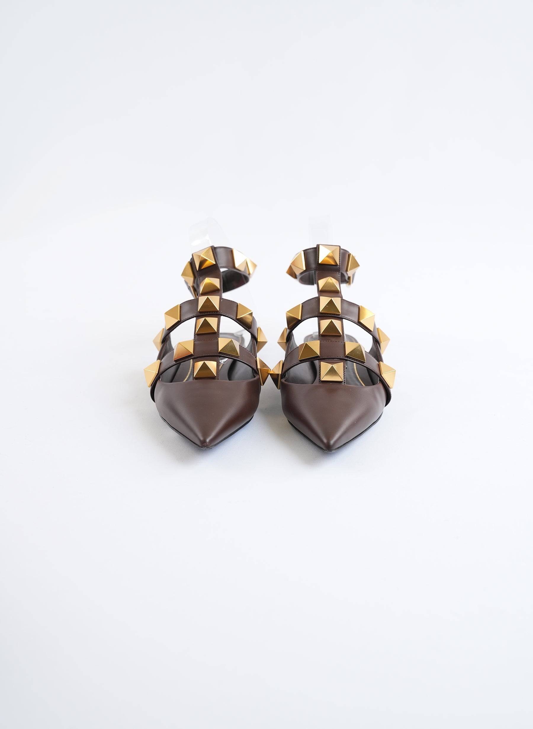 Valentino Stud Leather Point Toe Flats