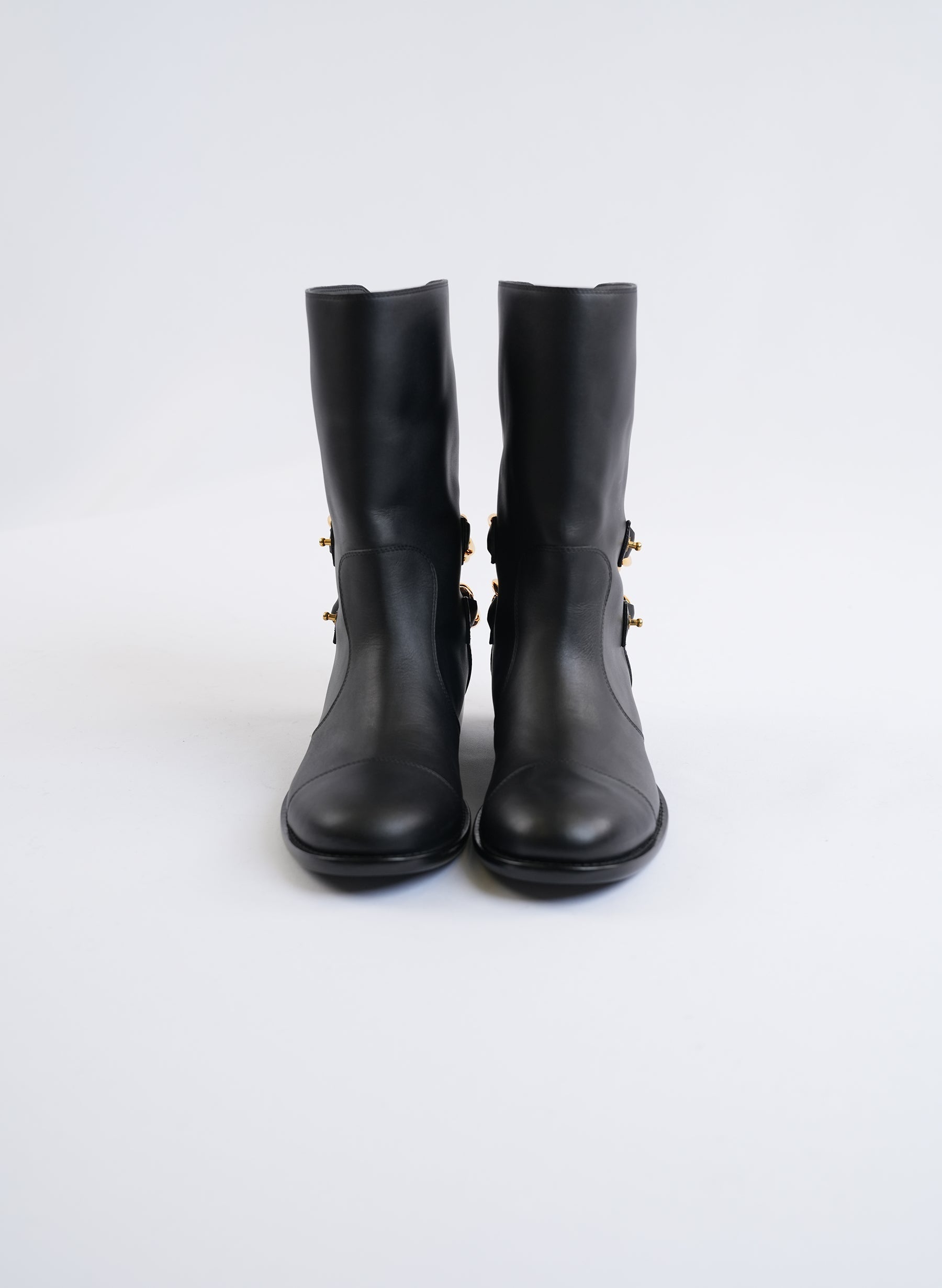 Giuseppe Zanotti Black Leather Chain Embellished Boots