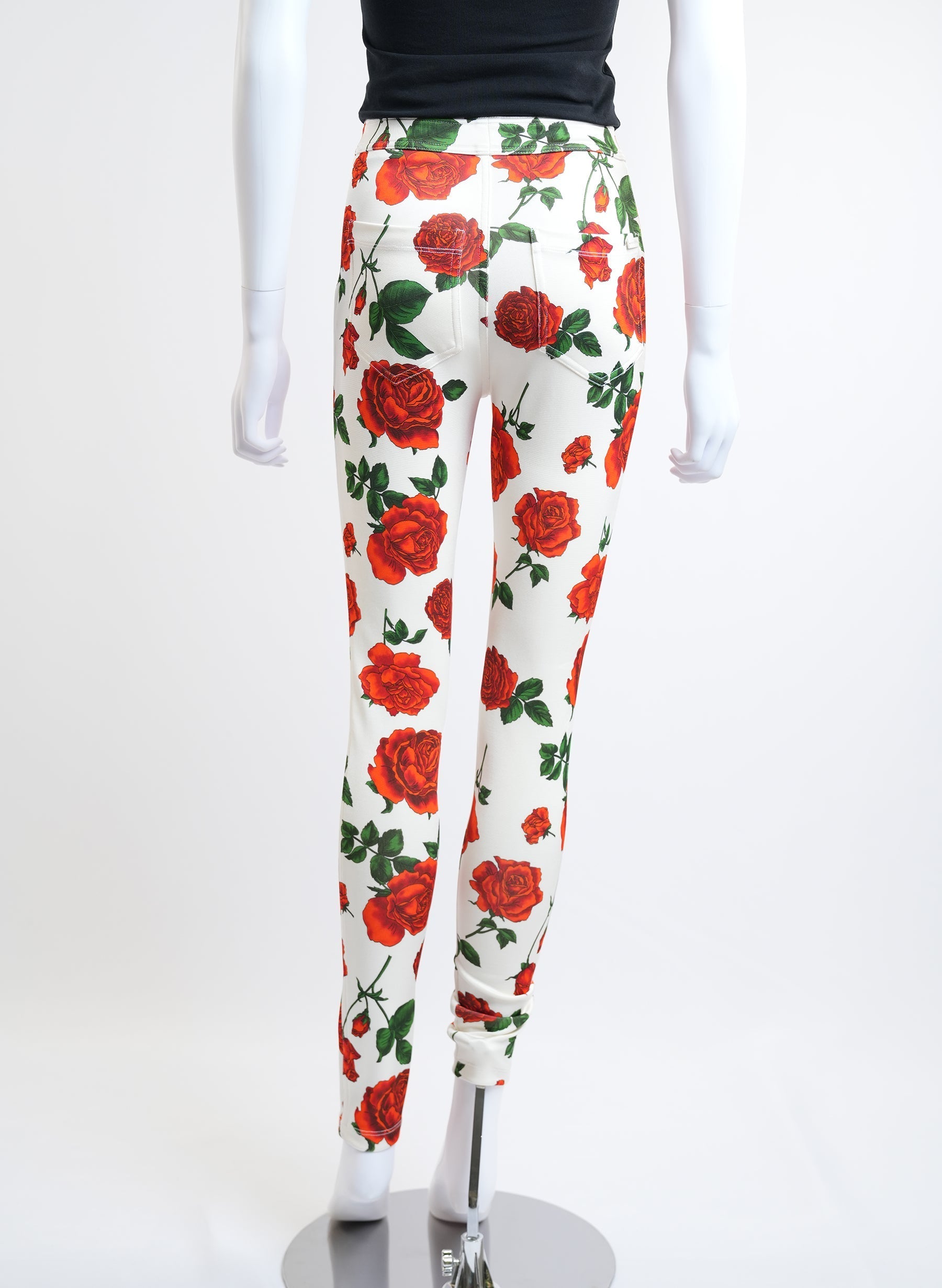 Saint Laurent Rose Print Skinny Fit Pants