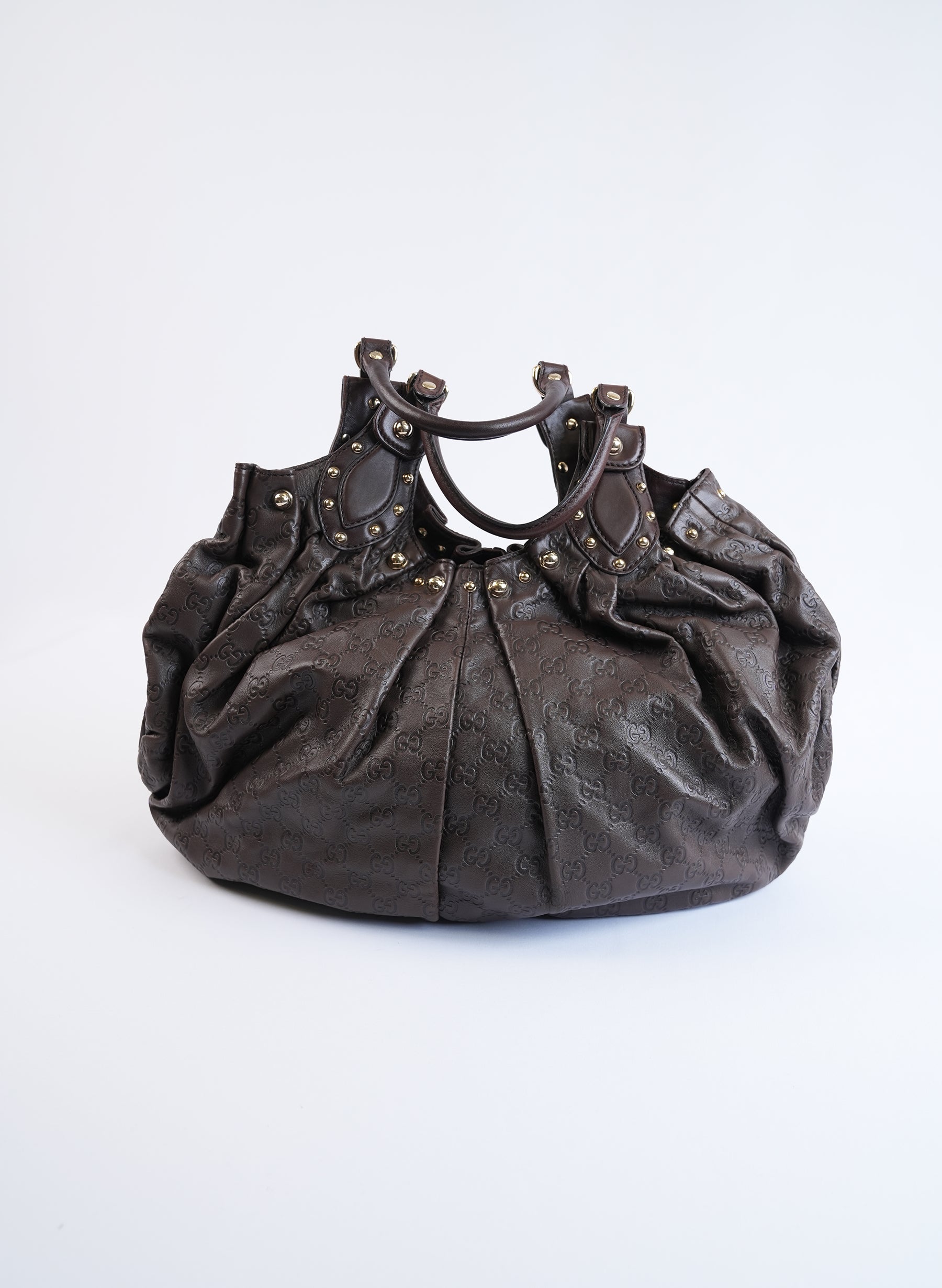 Gucci Guccissima Leather Studded Pelham Bag