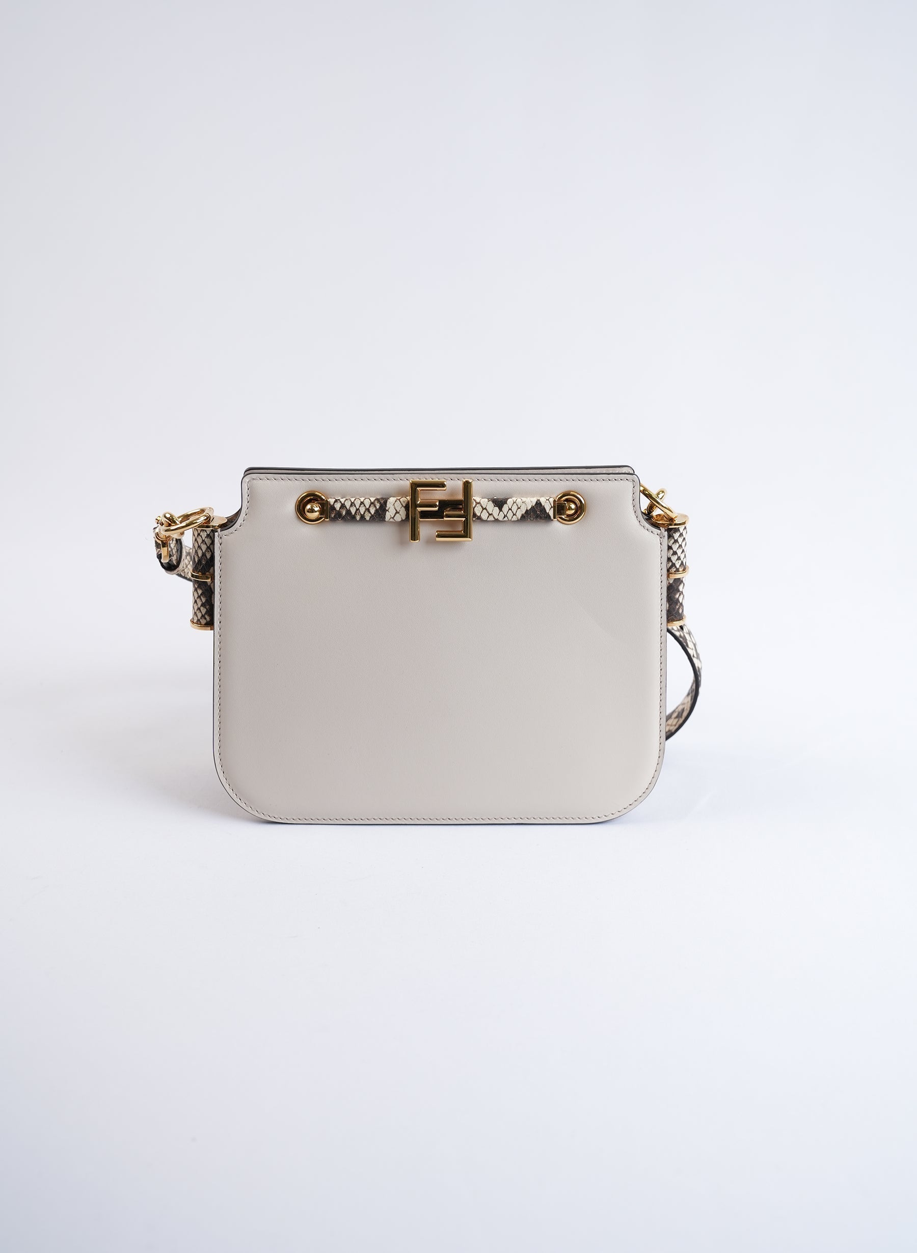 Fendi Touch Snake Print Calfskin Shoulder Bag