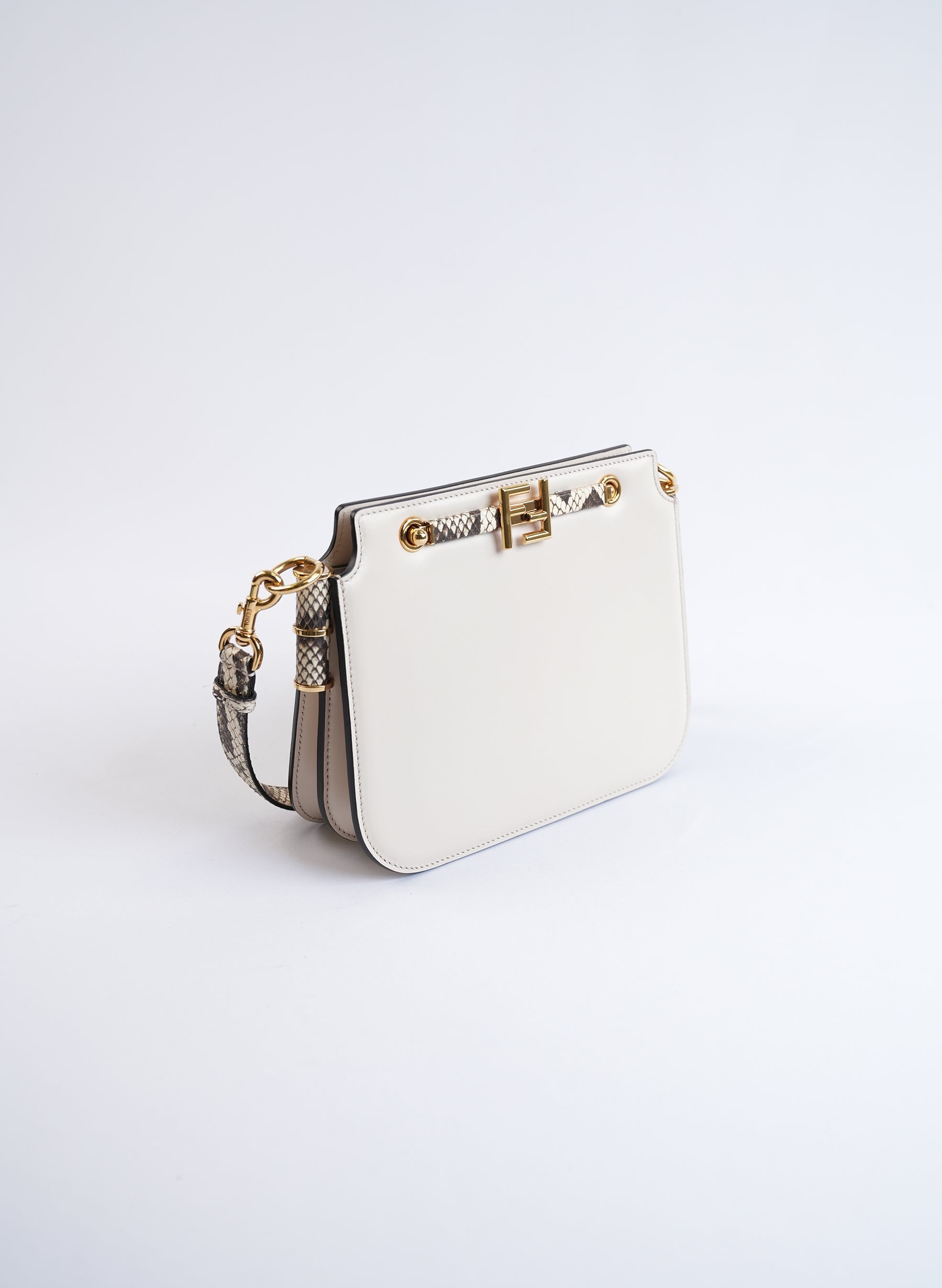 Fendi Touch Snake Print Calfskin Shoulder Bag